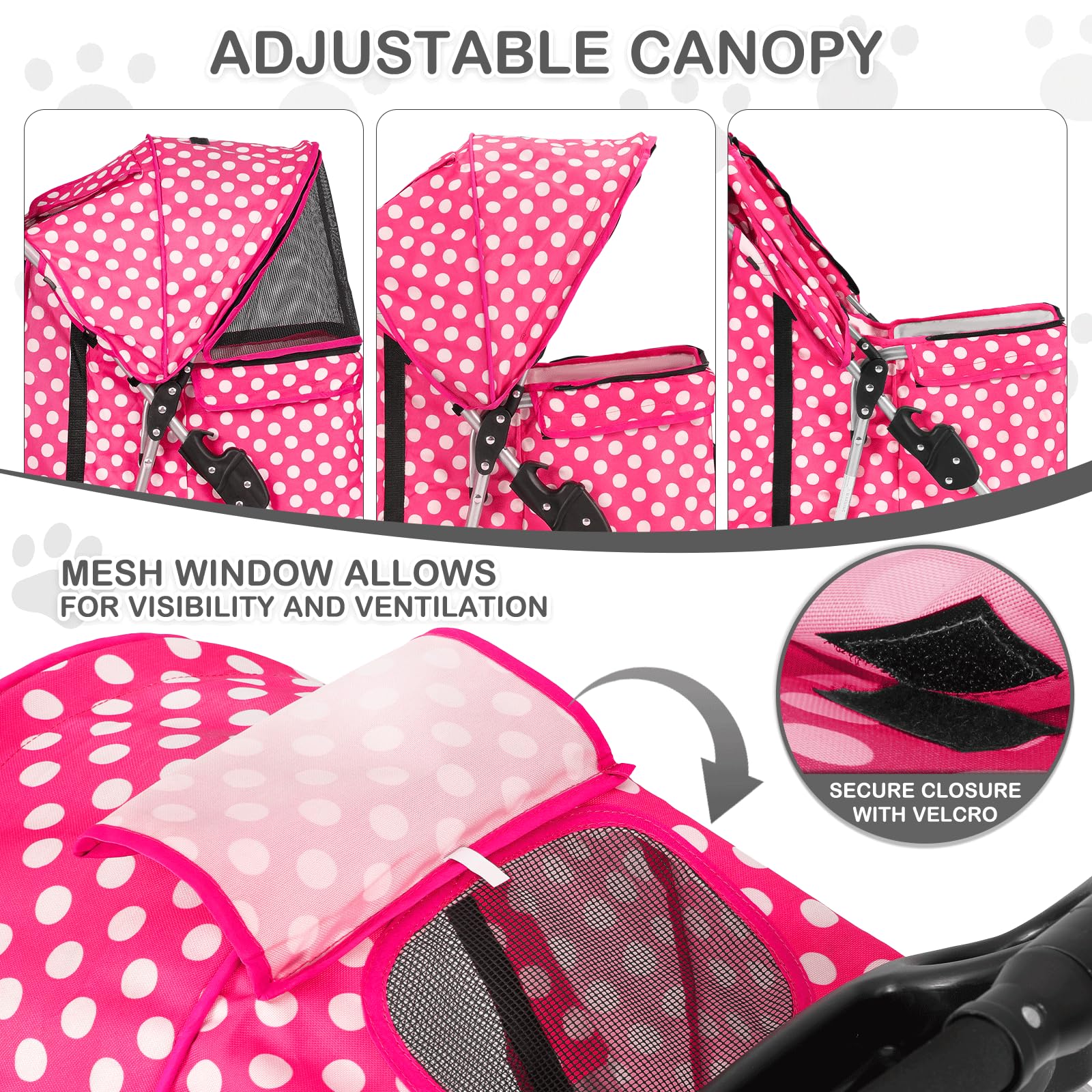 Monibloom 3 Wheels Pet Dog Cat Stroller For Small Medium Dogs Cats, Foldable Jogger Stroller W/Storage Basket And Cup Holder, Ho