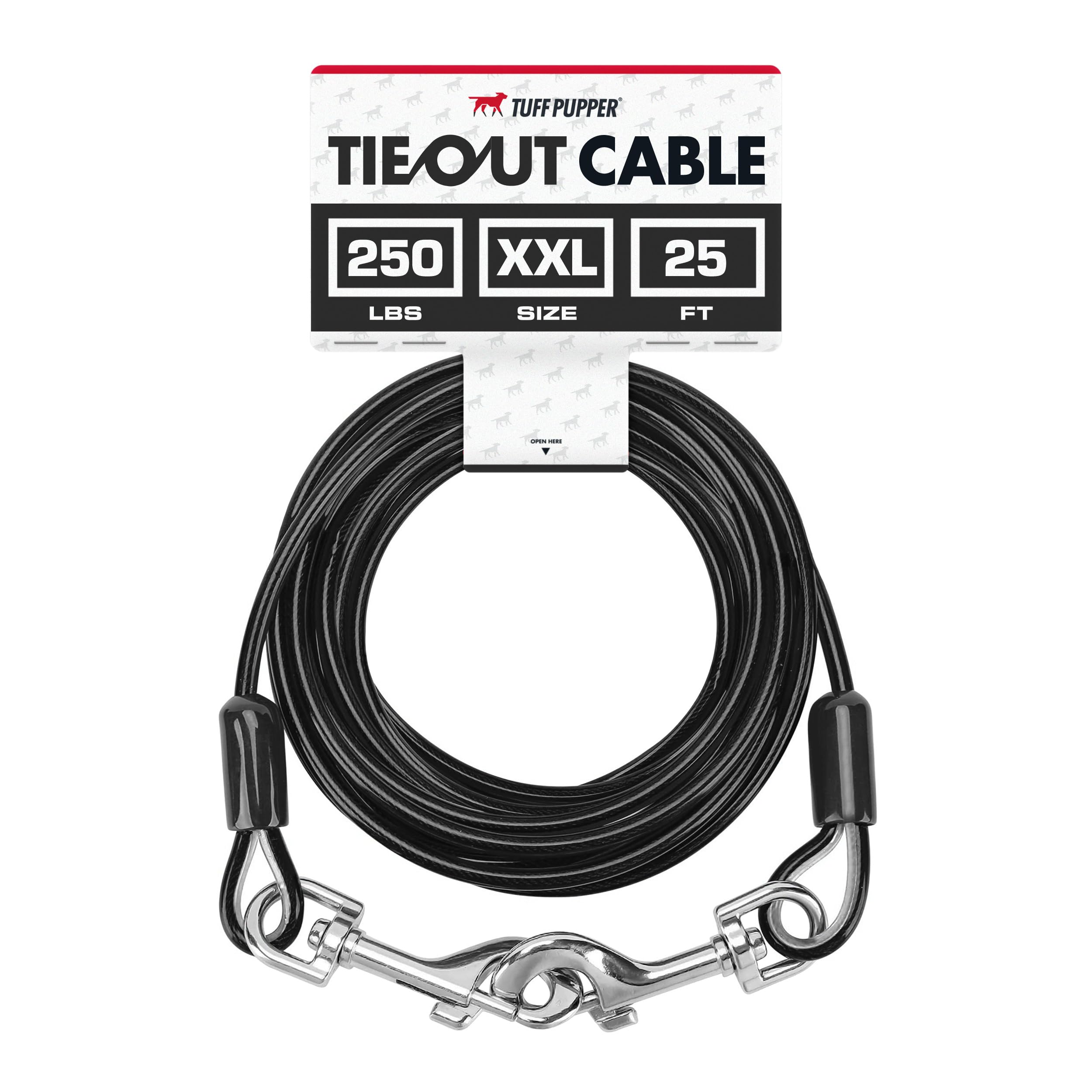 Tuff Pupper Dog Tie Out Cable 25 Feet | Dog Runner Cable For Yard 25 Ft | Heavy Duty Lead | Water & Rust Resistant Industrial St