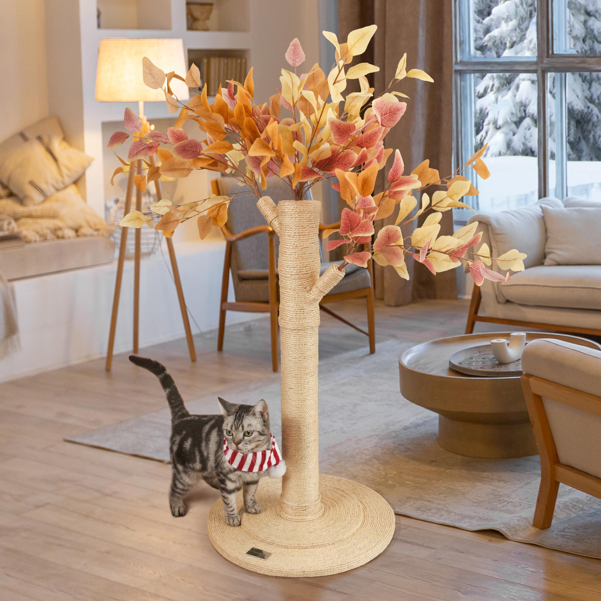 Cat Scratching Post 41.7' Tall Scratching Post For Indoor Cats Cat Scratcher Cat Tree Wrapped Sisal Rope Large Cat Scratching Post Cute Cat Scratching
