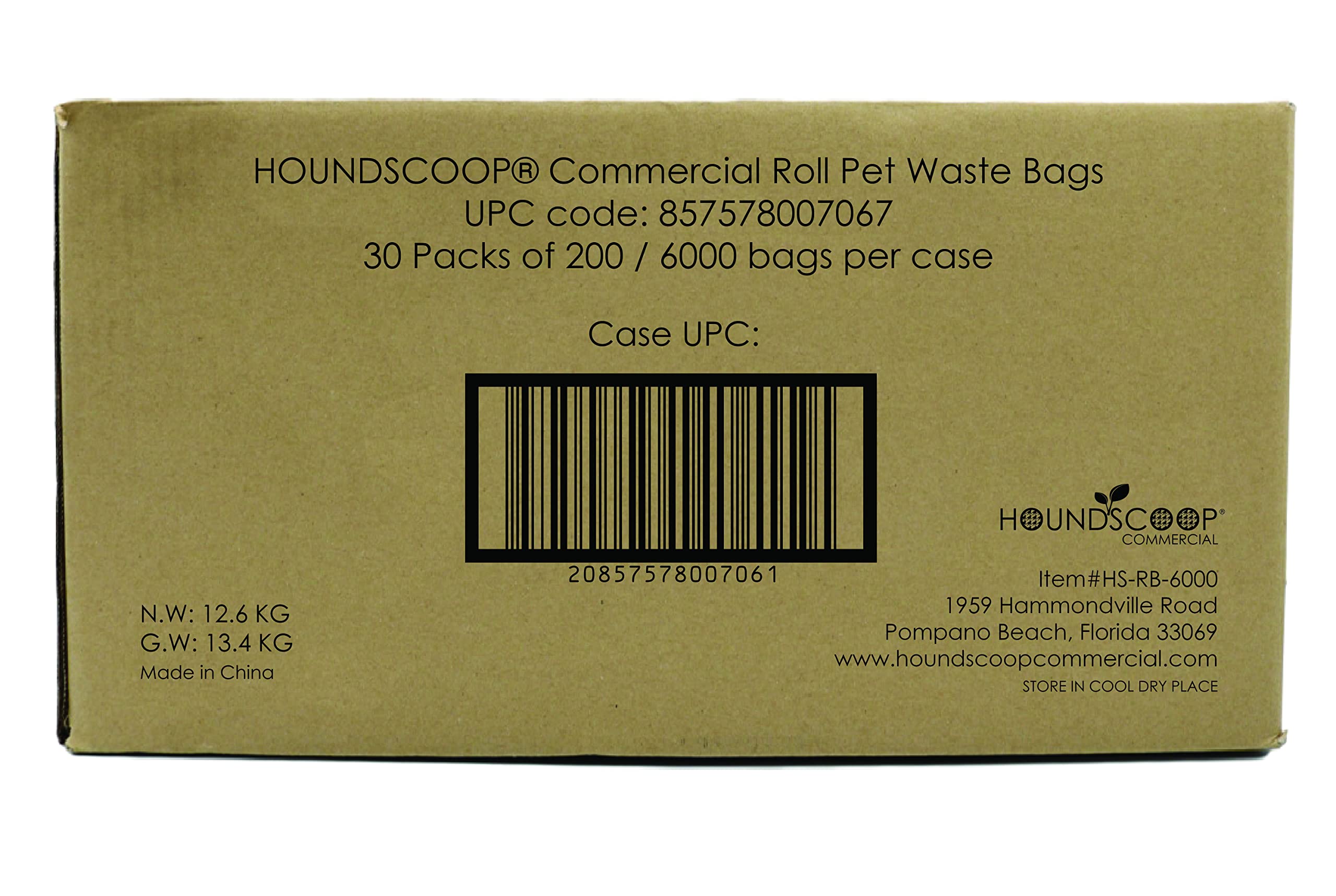 Houndscoop Case Of 6000 Pet Waste Bags On Roll (30 Rolls Of 200 Bags Per Roll) Dog Waste Station Bags For Hoa, Residential, Comm