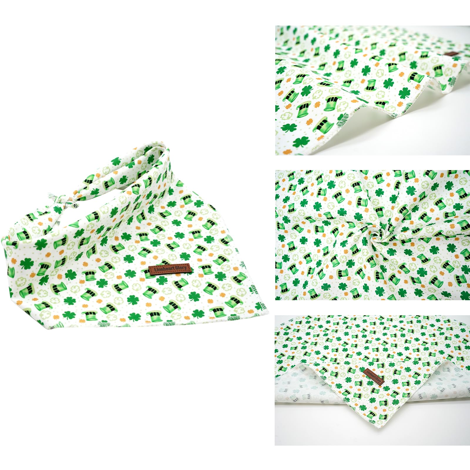 Lionheart Glory St Patricks Dog Bandana 1 Pack Washable Soft Dog Scarf, Square Adjustable Dog Bandanas For Small Dogs And Cats