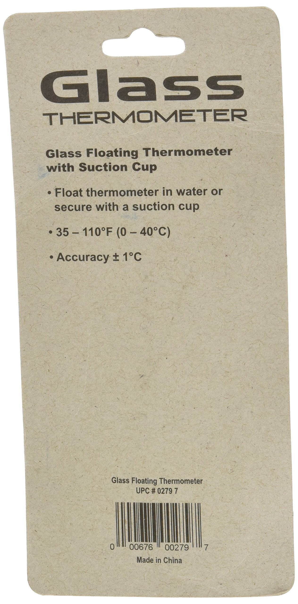 Taam Floating Glass Thermometer With Suction Cup Reads Between 35-110 Degrees F
