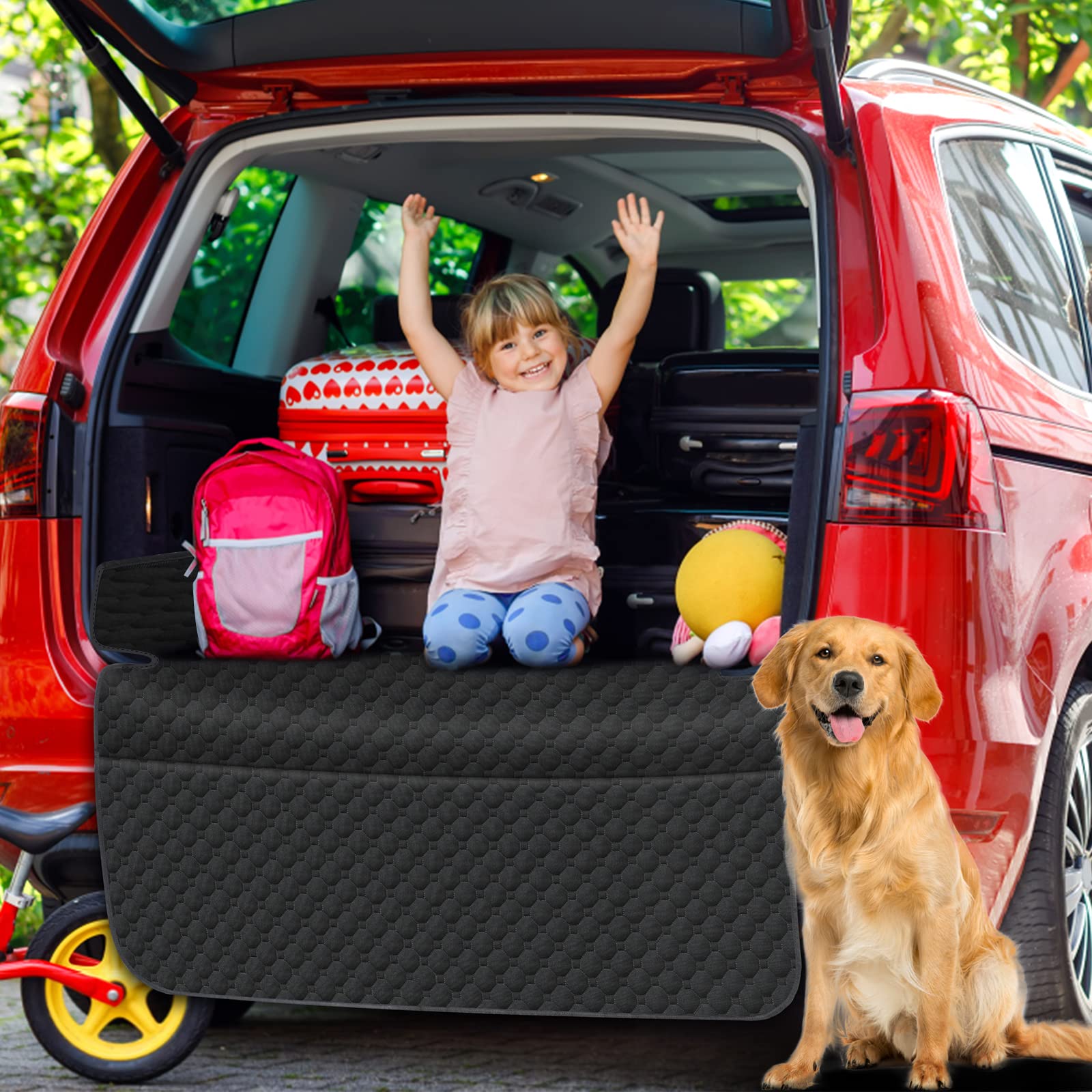Mancro Suv Cargo Liner For Dogs, Waterproof Dog Seat Cover For Suv With Bumper Flap Protector, Durable Non-Slip Polyester Pet Trunk Cargo Cover For Vehicles, Vans, Universal Fit (84” L X 54” W)