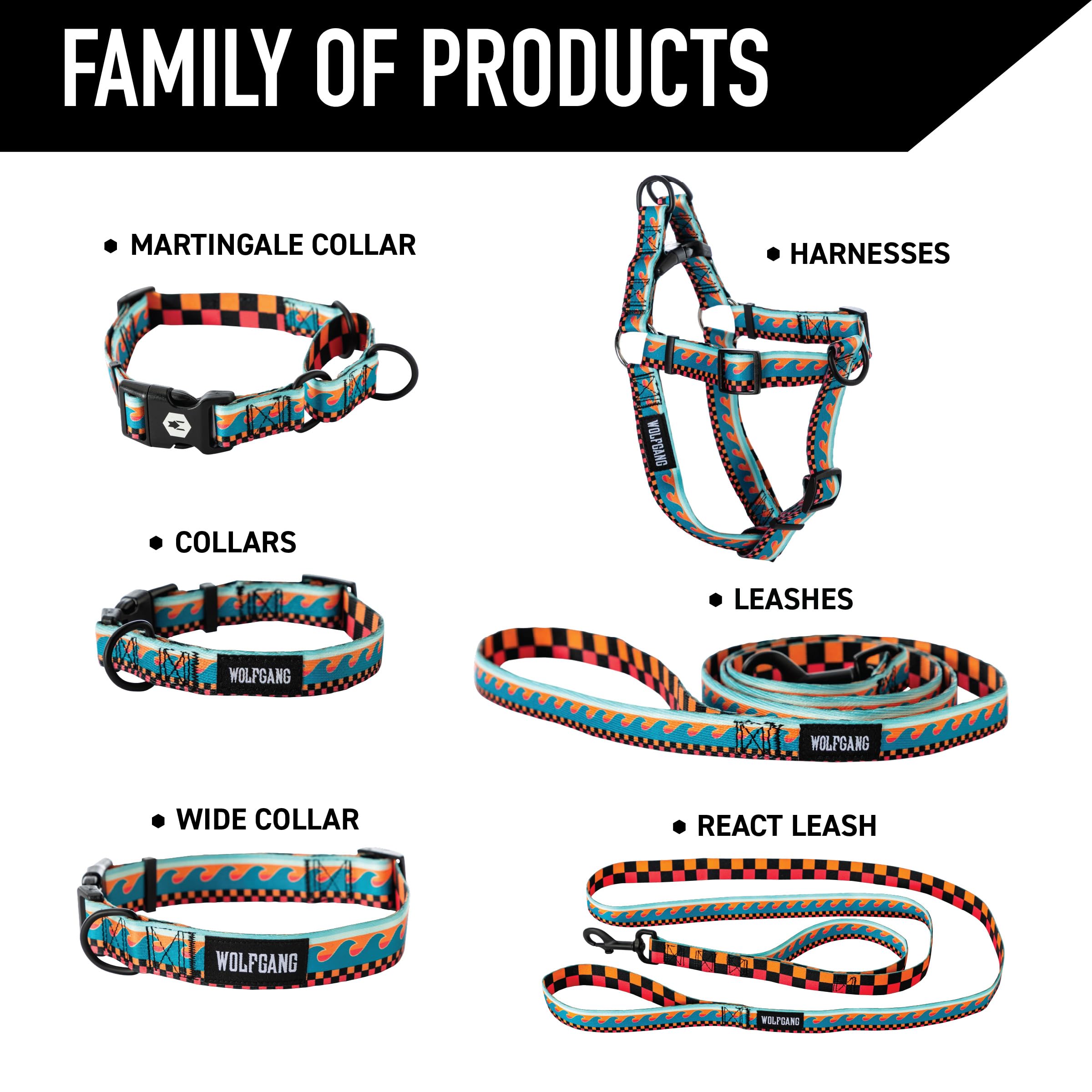 Wolfgang Heavy Duty Adjustable Dog Harness, Pull-Tested for Walking & Training, BuenaOnda Print, Small