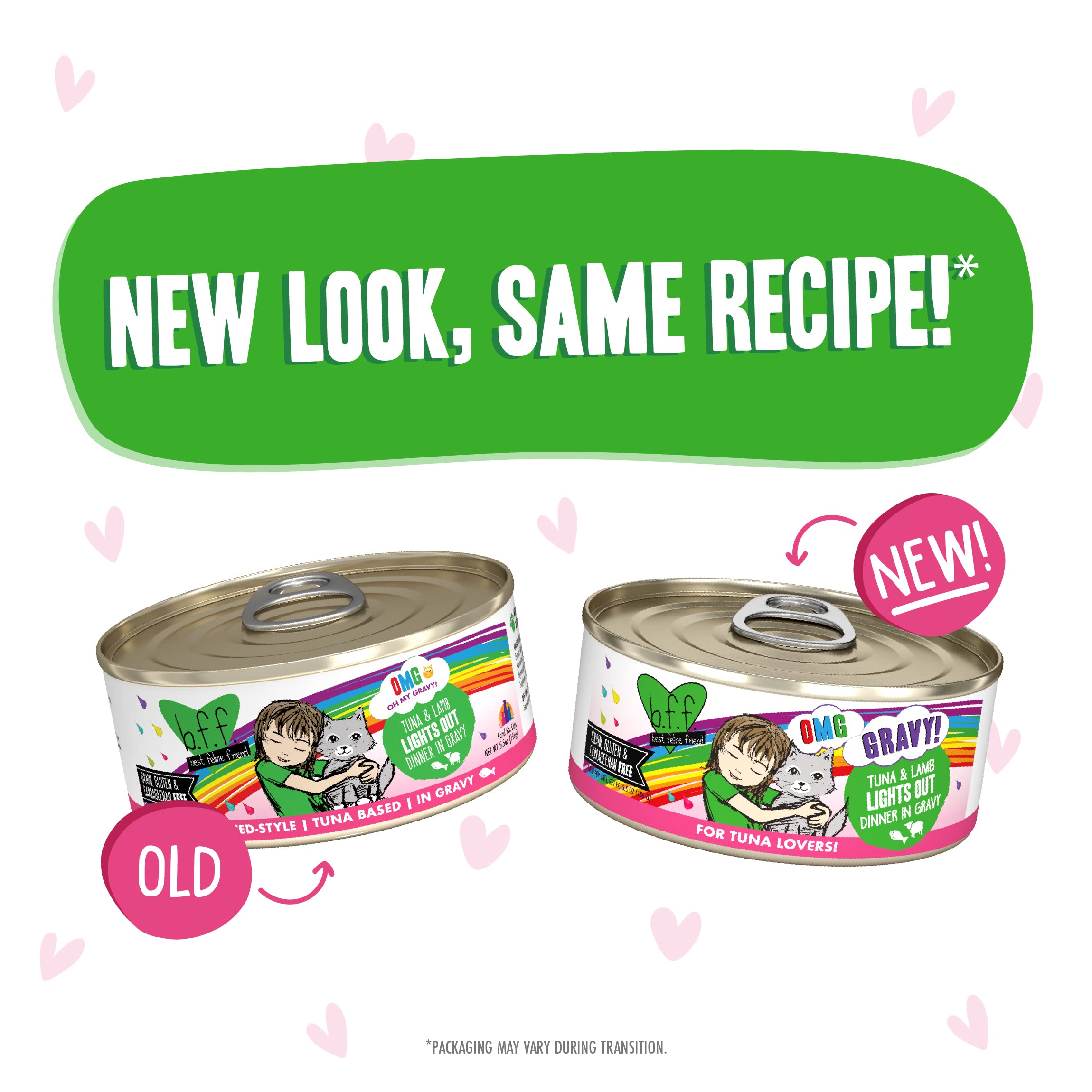 B.F.F. OMG - Best Feline Friend Oh My Gravy!, Tuna & Lamb Lights Out with Tuna & Lamb, 5.5oz Can (Pack of 8)