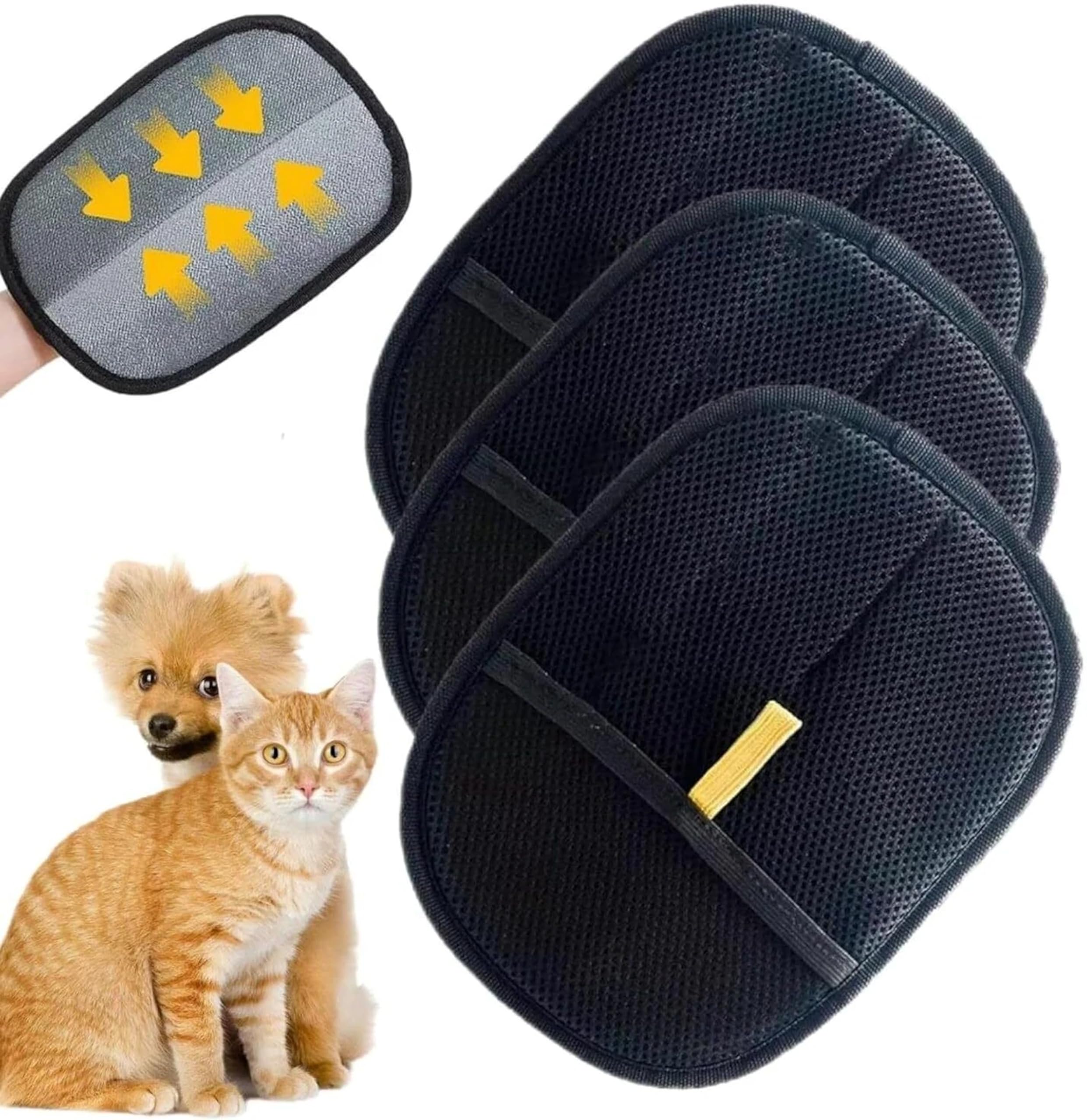 NARACY Pet Hair Remover Glove 3 Sets for Dog and Cat Reusable Grooming Mitt Hair Removal Glove for Clothes Bedsheet Carpet Bed F