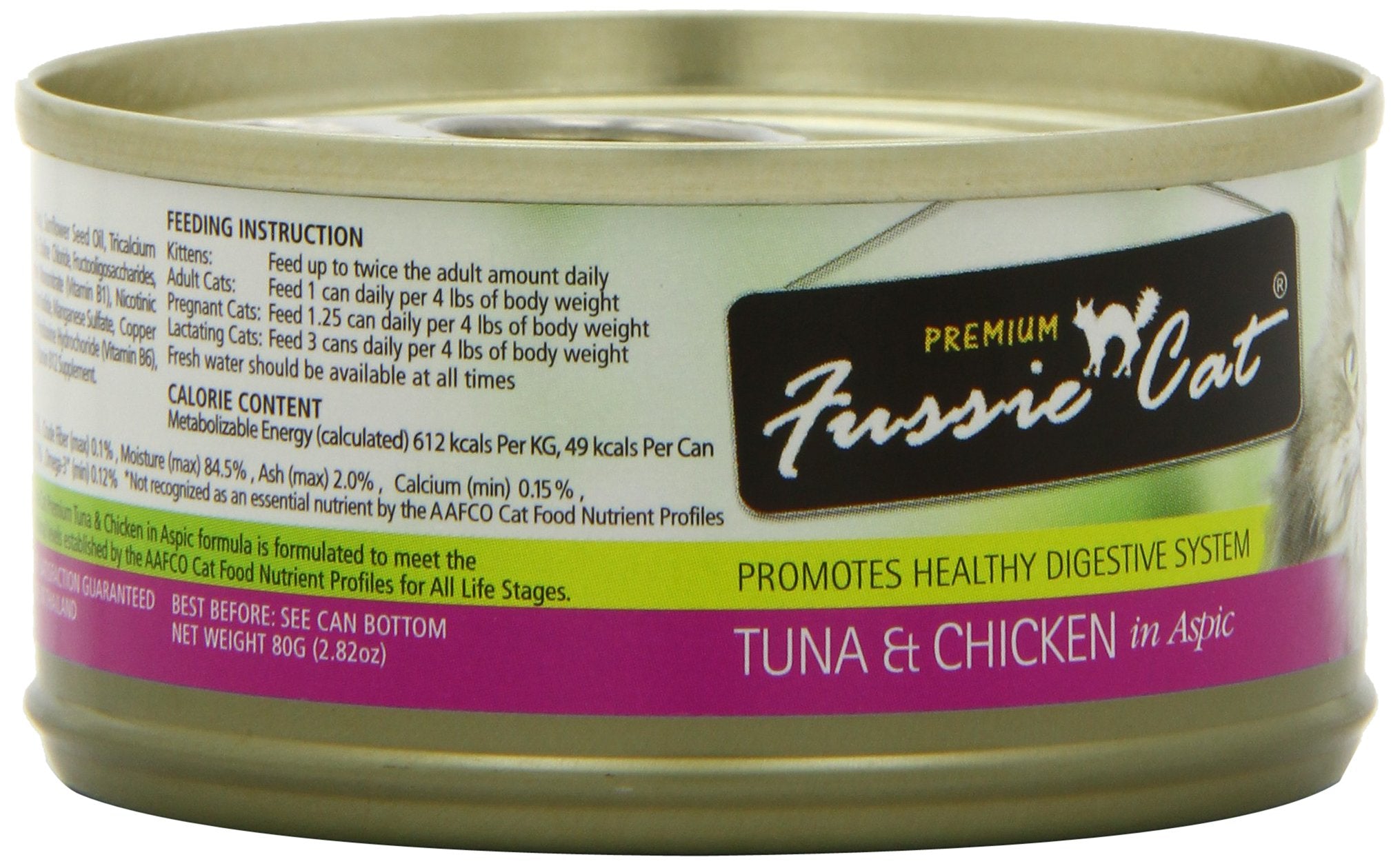 Fussie Cat Premium Tuna with Chicken in Aspic Wet Cat Food - 2.82oz Cans, Case of 24 - Grain-Free, Purple