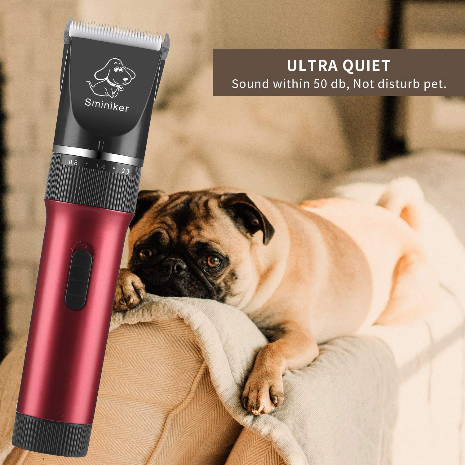 Sminiker Low Noise Horses Clippers Rechargeable Cordless Pet Clippers Grooming Kit With Storage Bag 5 Speed Professional Animal Clippers Pet Grooming Kit