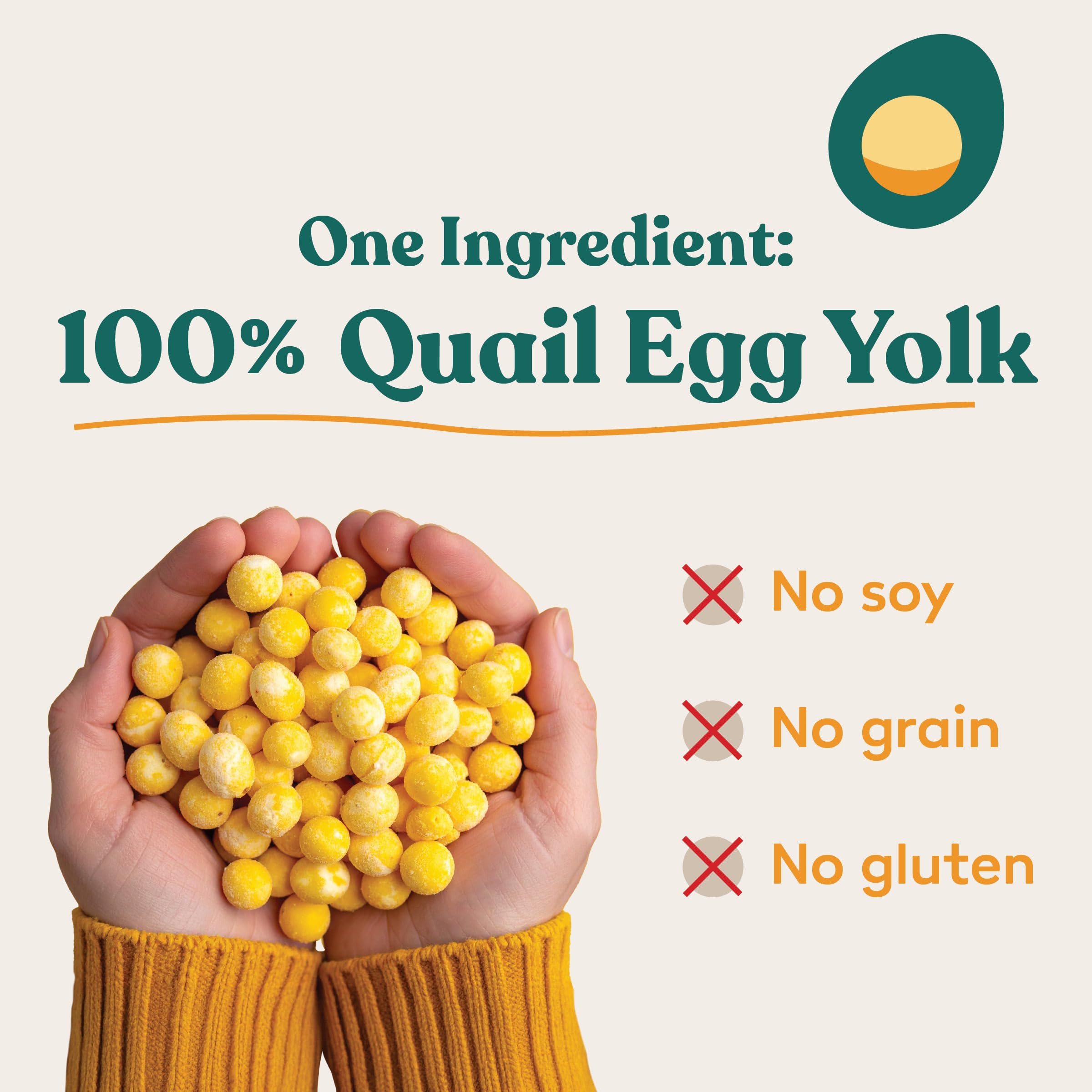 Little Hunter Freeze-Dried Raw Quail Egg Yolk for Dog & Cat Treats | Single-Ingredient High Protein, High Omega-3, Grain & Glute
