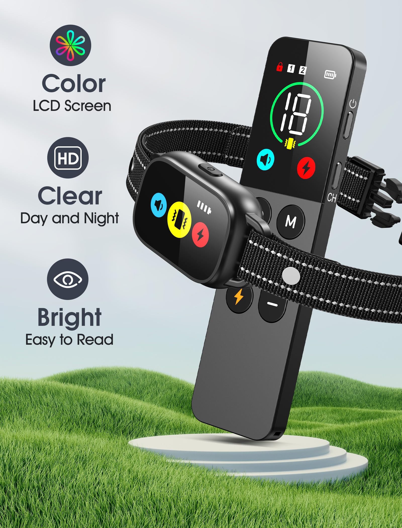 Dog Training Collar With Remote, Smart Dog Shock Collar With 3 Training Modes And Training Icons, Waterproof Electric Dog Shocke