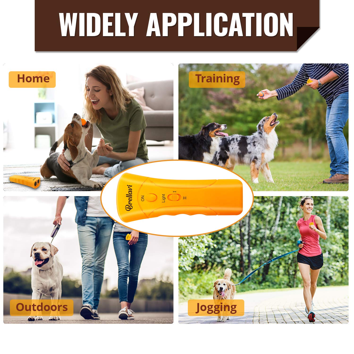 Brellavi Anti-Bark Dog Training Equipment And Barking Control Device, Electronic Clicker Trainer For Walking, Jogging, And Aggressive Behavior, Handheld And Portable (Orange)