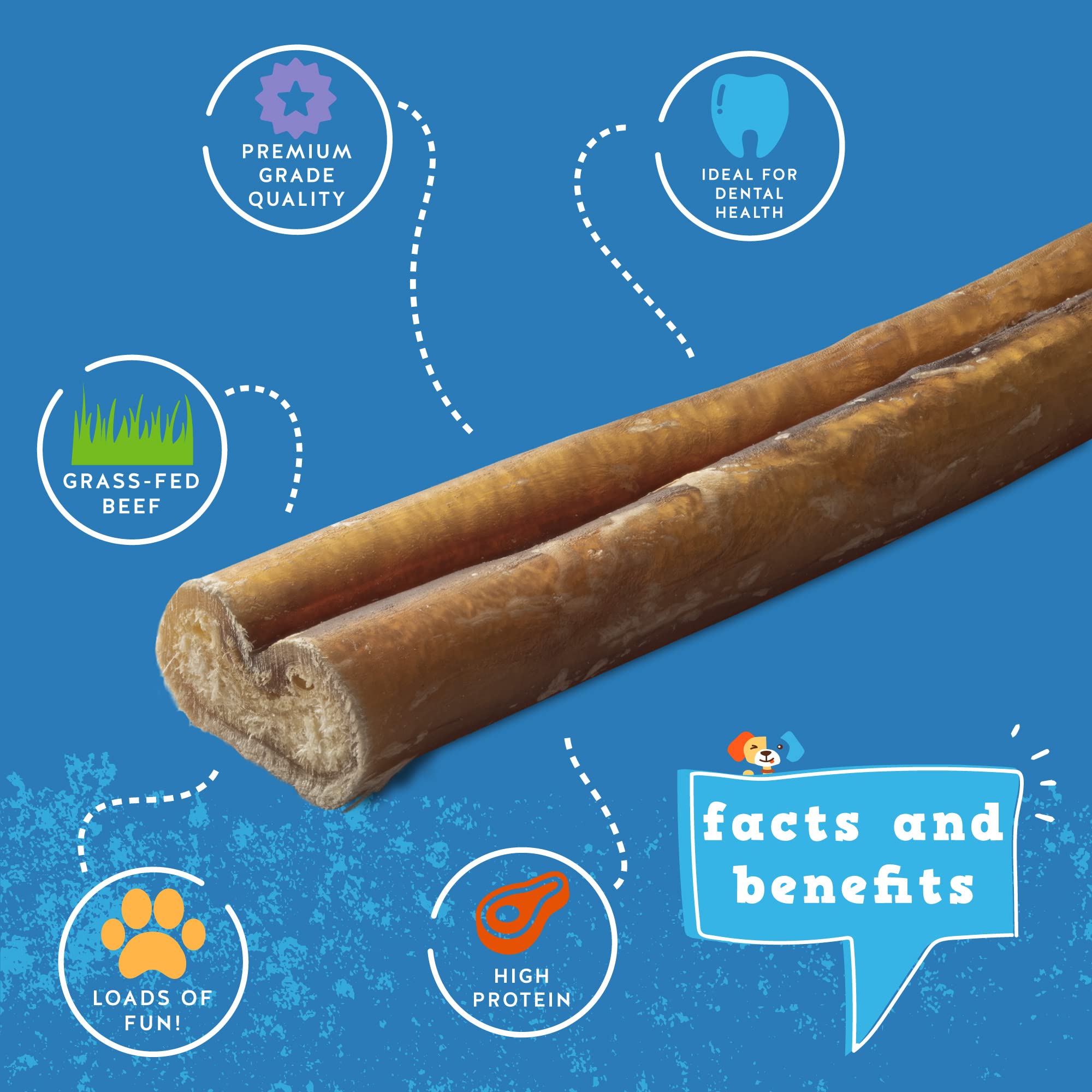 Jack&Pup 6-inch Bully Sticks for Large Dogs (20 Pack) All Natural Thick Bully Stick for Dogs | Singe Ingredient Long Lasting Piz