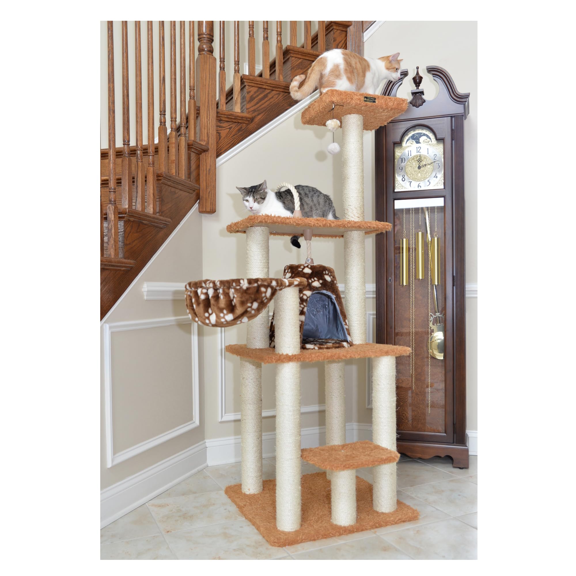 Armarkat Brown Carpet Cat Furniture, Real Wood Kitty Tower, A6403