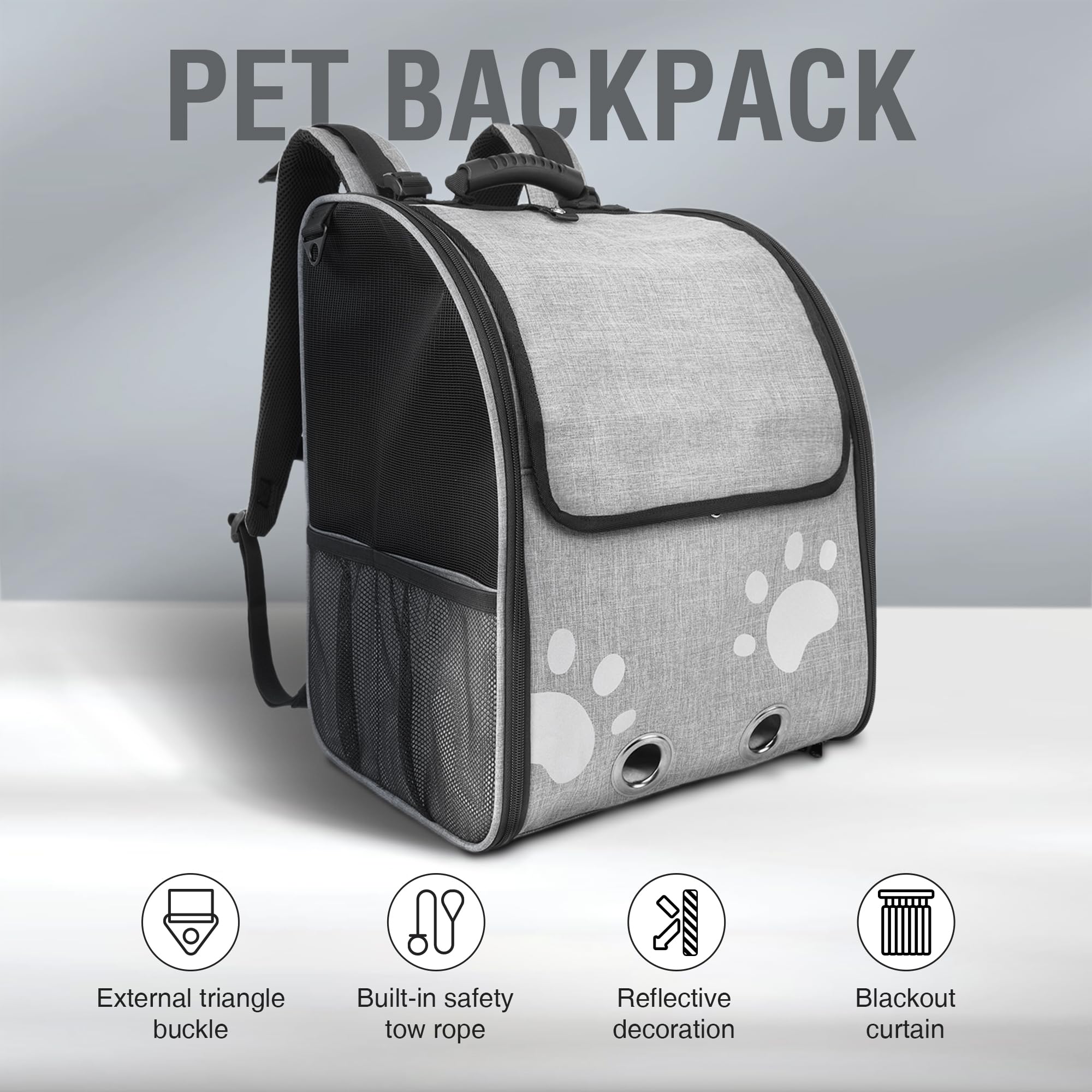 Moysoon Cat Backpack Carrier For Dogs & Cats Up To 15Lbs, Ventilated Pet Carrier With Anti-Escape Leash & Airflow Vents, Lightwe