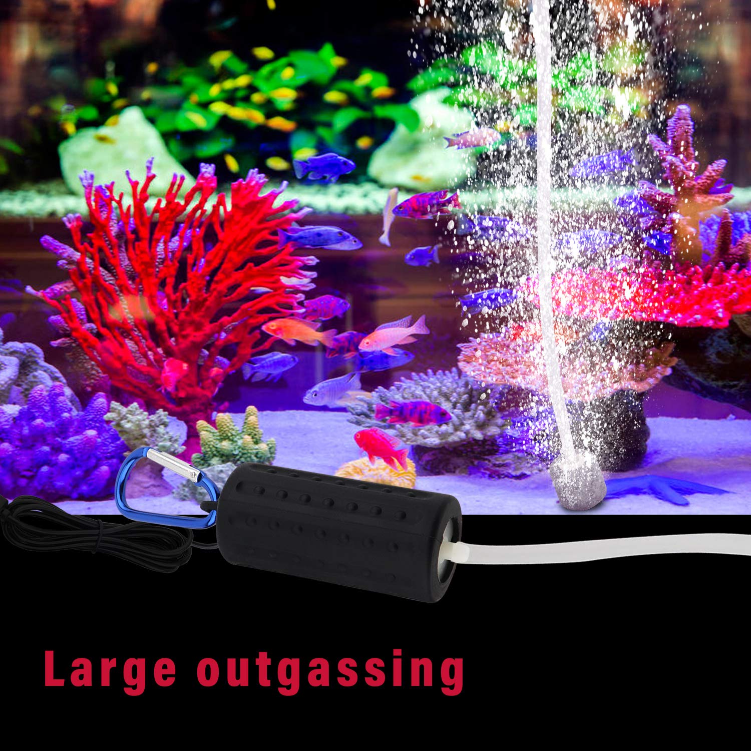 Useekoo Usb Aquarium Air Pump, Ultra Durable & Quiet Usb Nano Air Pump, Small Air Bubbler For Aquarium Fish Tank With Air Stone And Silicone Tube - Black
