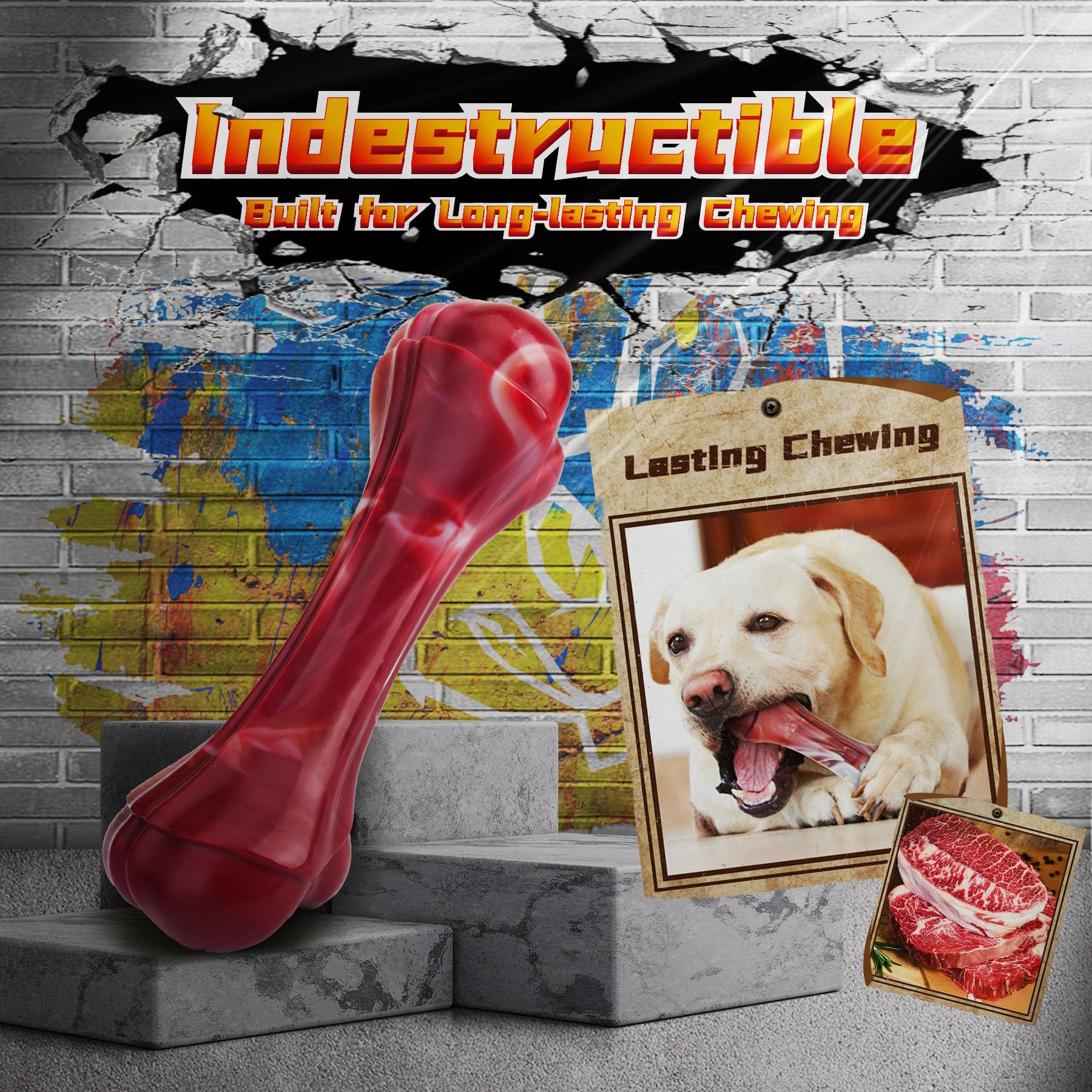 Immadbuny Heavy Duty Various Dog Chew Toys For Aggressive Chewers, 9 Pack Indestructible Large Dog Toys Include Tug Chew & Rope