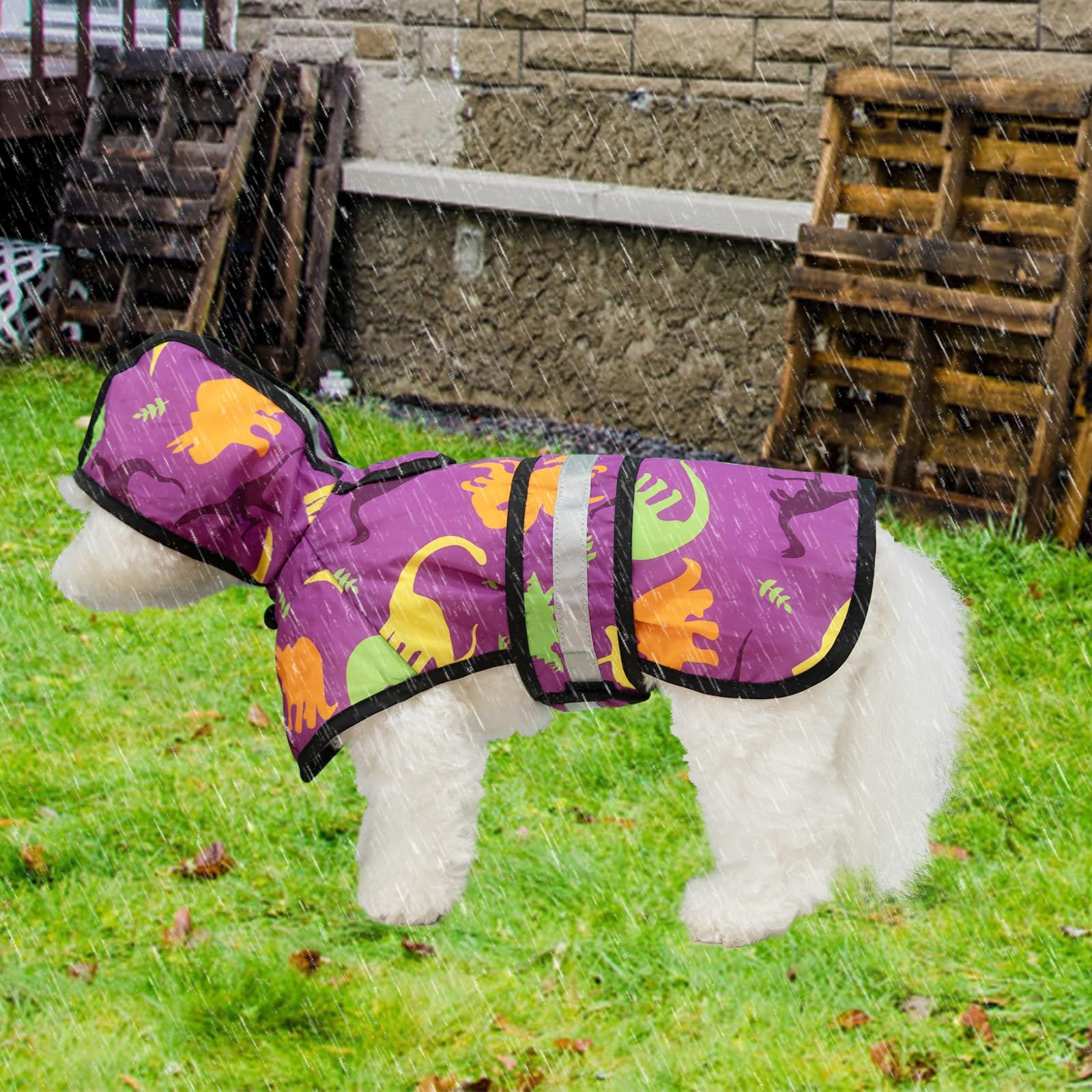 KOOLTAIL Dog Raincoat Hooded Slicker Poncho with leash hole, DRaincoat for Small Medium Dogs, Waterproof Doggie Rain Jacket with