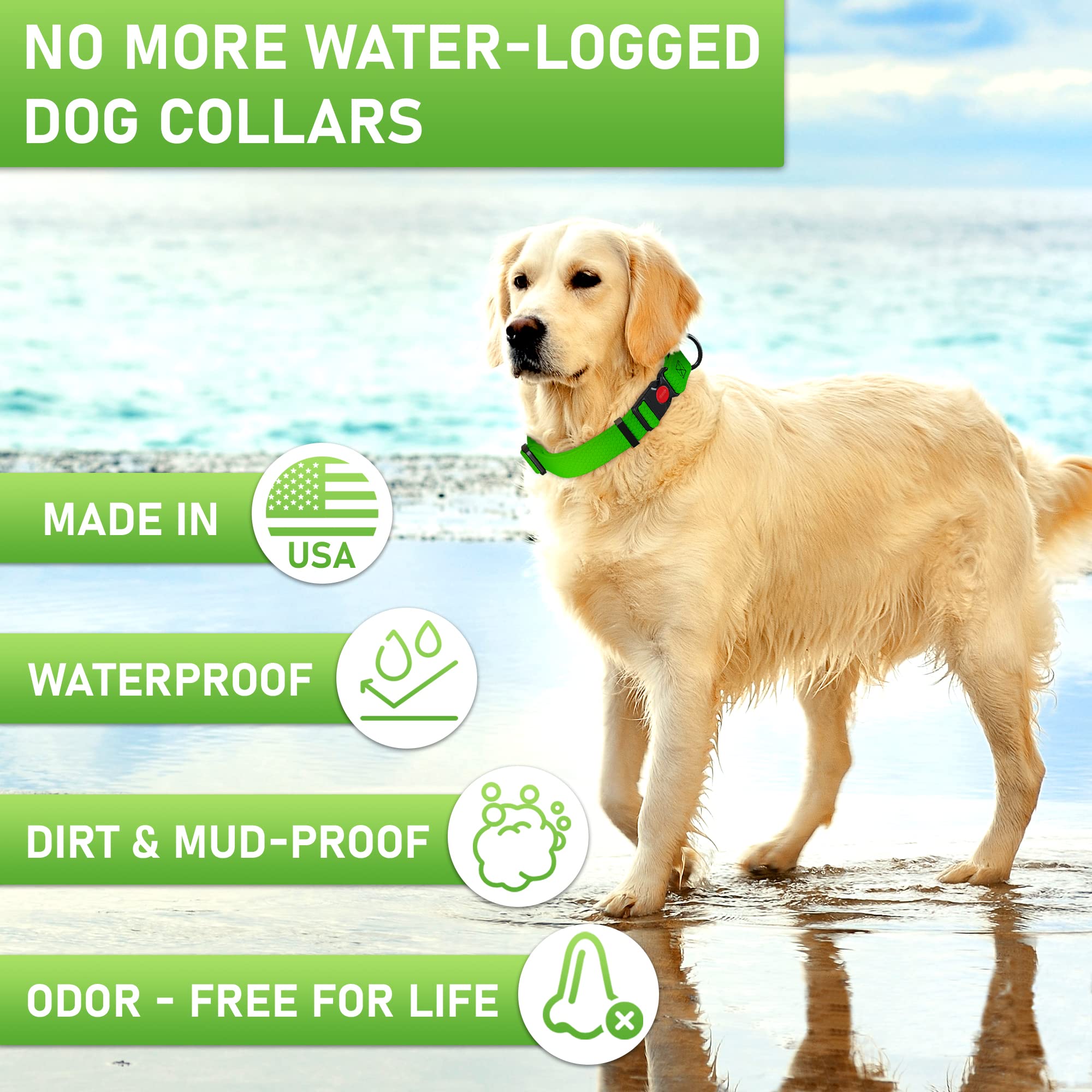 Nexapaw Adjustable Dog Collar With Safety Lock Buckle - Made In Usa - Honeycomb Waterproof Heavy Duty Dog Collars For Medium Lar