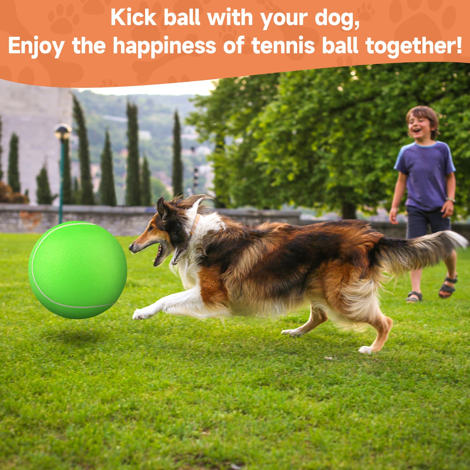QDAN Giant Large Tennis Ball for Dogs: 9.5'' Big Ball for Dogs for Outdoor Play, Big Tennis Ball Dog Toy, Dog Tennis Ball for Sm
