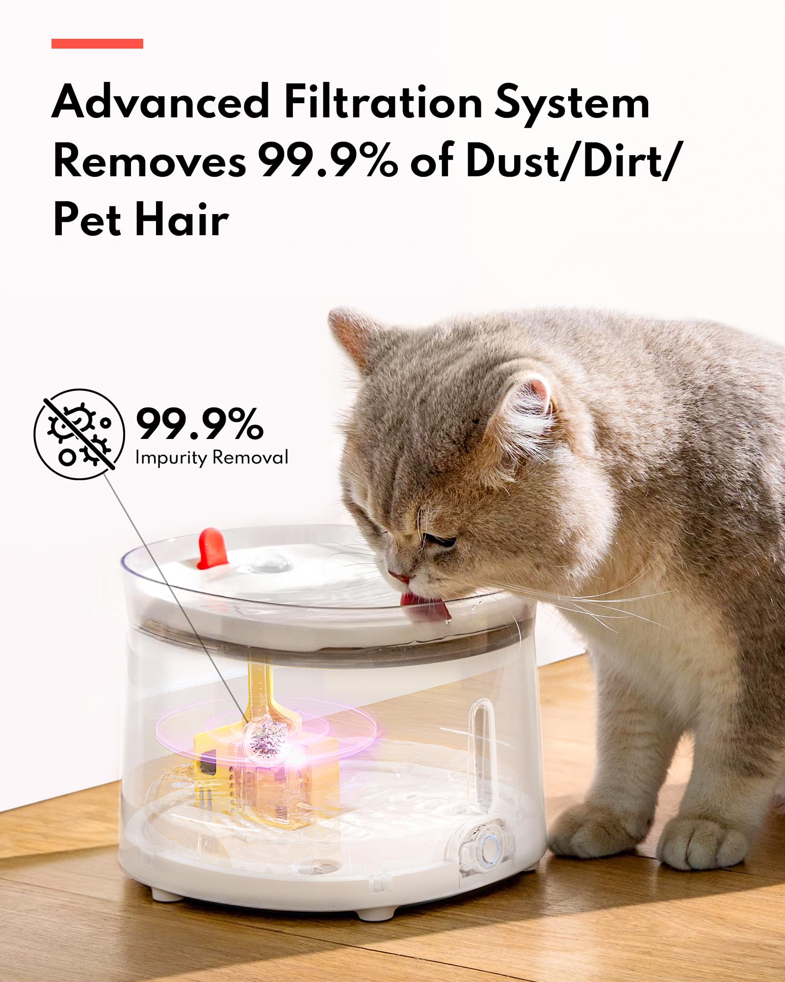 Homerunpet Cat Water Fountain Porcelain-Tray, Wireless Self-Cleaning Pump, Ultra Quiet 20Db Pet Water Dispenser For Cats And Dog