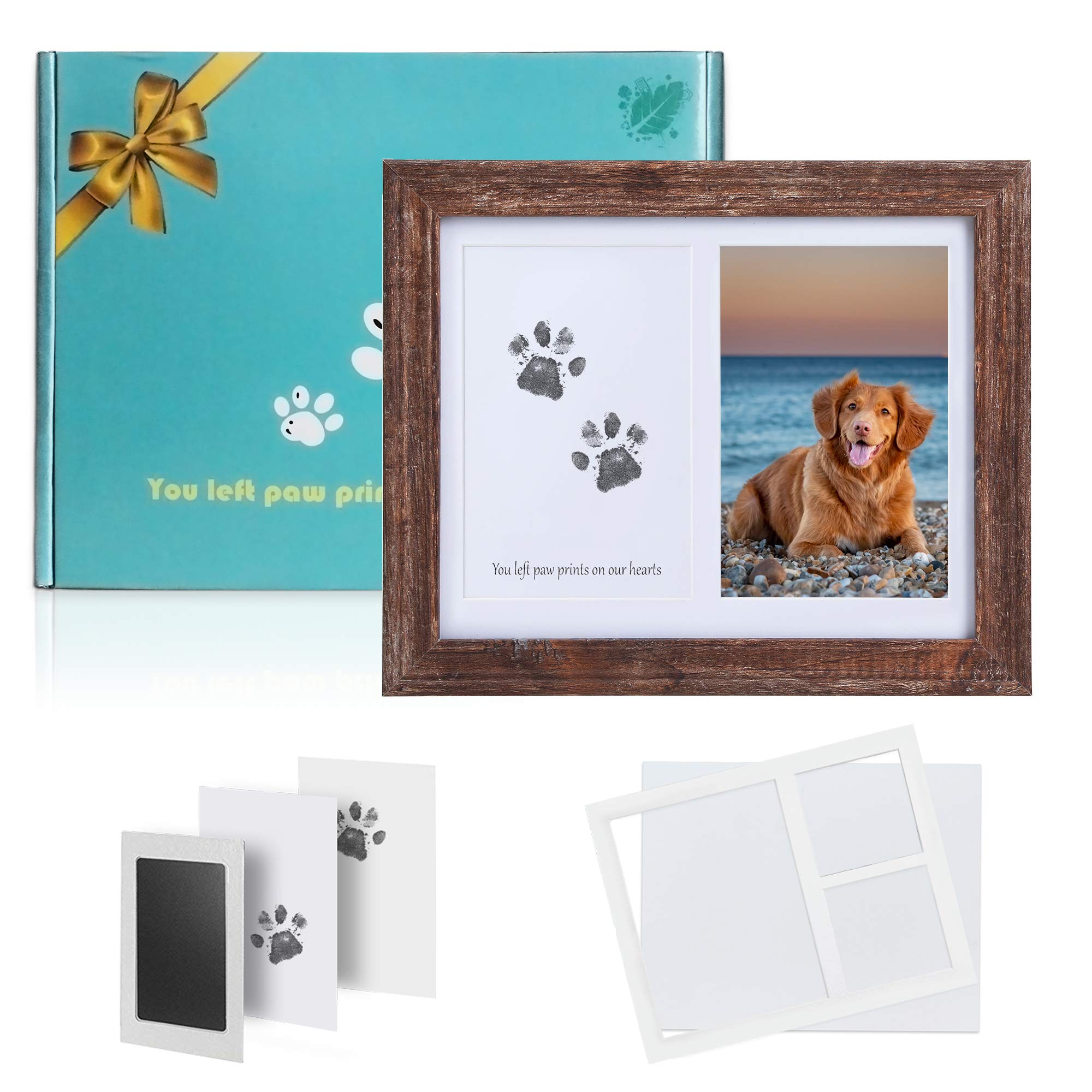 Kcrasan Paw Print Kit Dog Frame - Pet Memorial Picture Frame With Pawprints - Dog Or Cat Paw Print Kit, Pet Keepsake Picture Frame For Pet Love Dog Memorial Gifts For Paw Print Frame, Sympathy Gift
