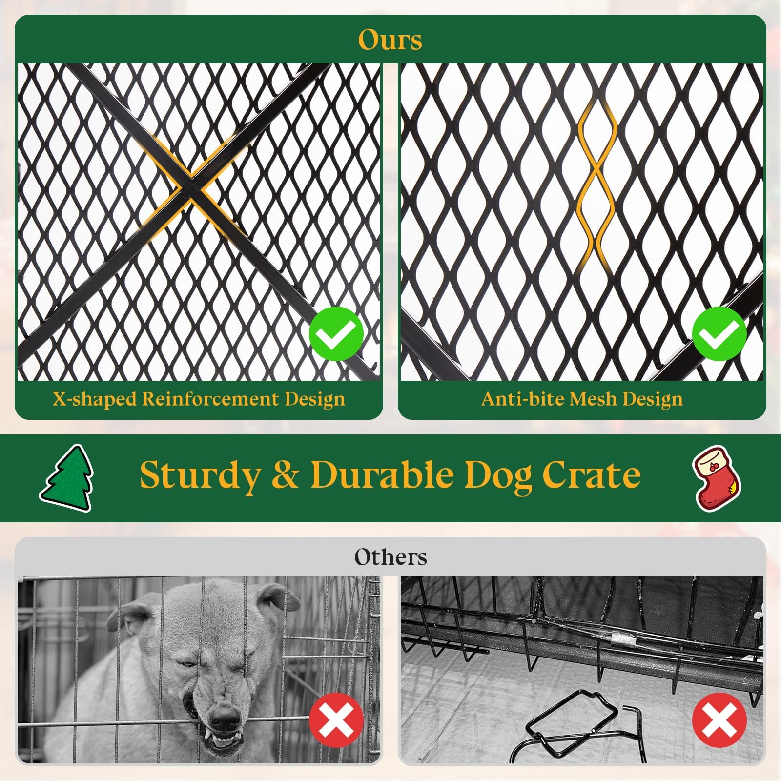 31 Dog Crate Furniture, Wooden Dog Crates for Medium Dogs, Heavy Duty Dog Kennel Indoor with Lockable Wheels, Furniture Style