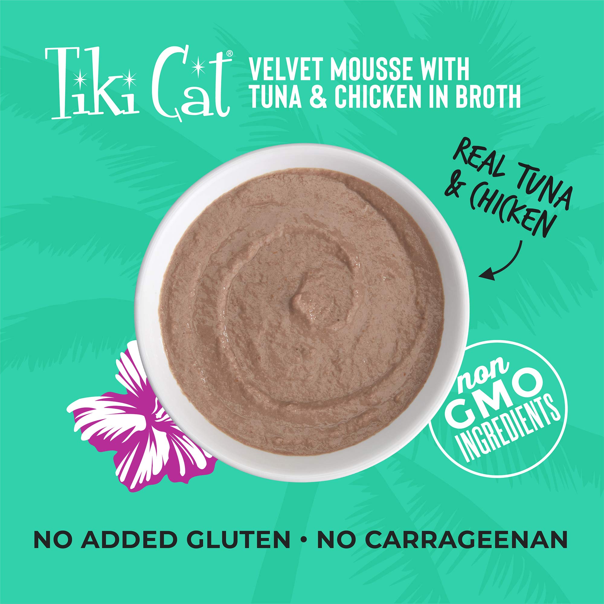 Tiki Pets Tiki Cat Velvet Mousse Grain-Free Wet Food with a Silky-Smooth Texture for Adult Cats & Kittens, 2.8oz, 12pk, Tuna & C