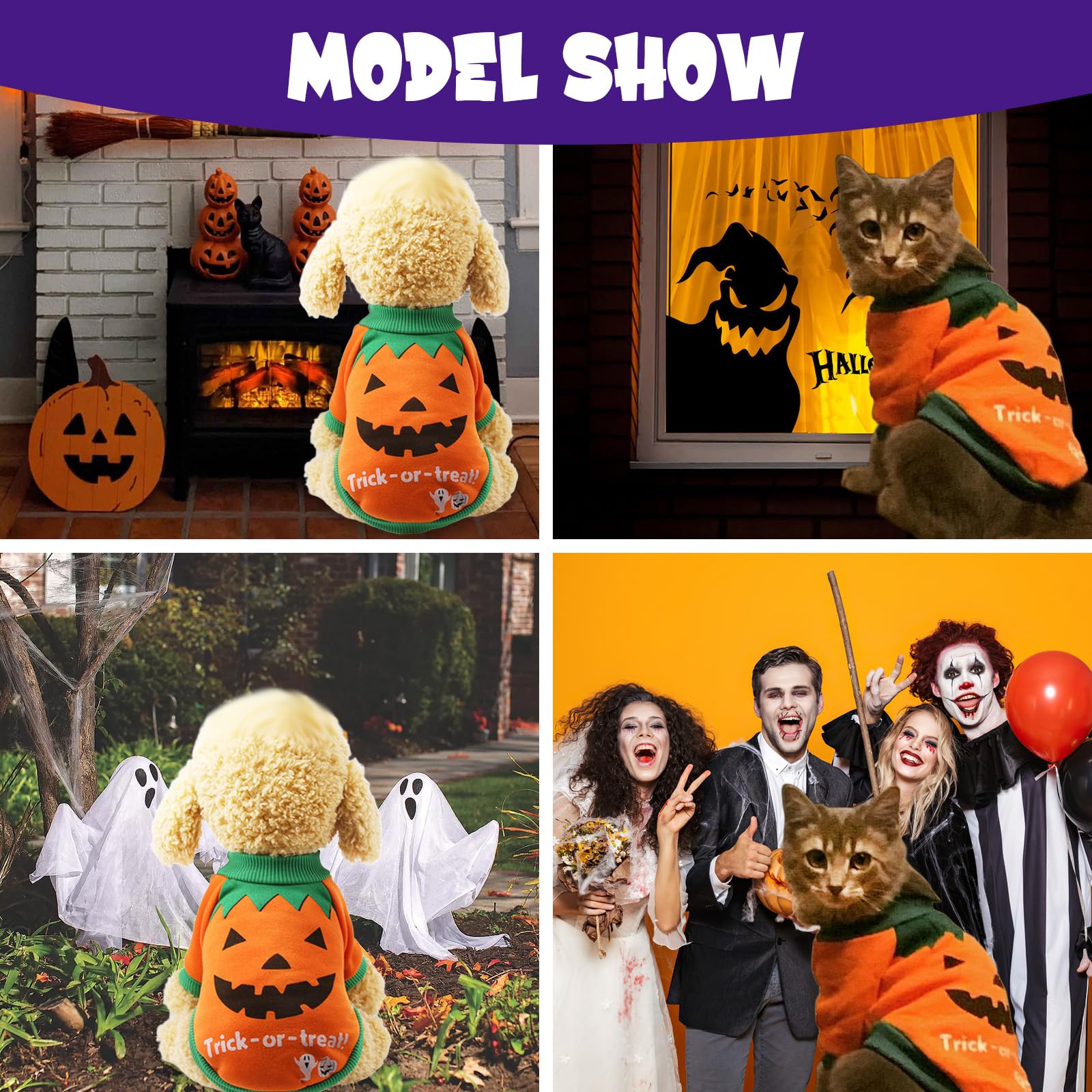 Vavious Dog Sweater Pumpkin Smiley Halloween Pet Costume Pet Tshirt Dog Tees For Small Dogs Chihuahua Clothes 01-Orange X-Small