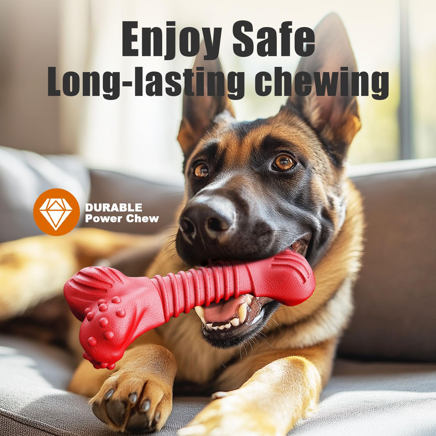 Doudele Dog Toys for Aggressive Chewers, Dog Toys for Medium Large Dogs, Natural Rubber Dog Chew Toys with Beef Flavor, Indestru