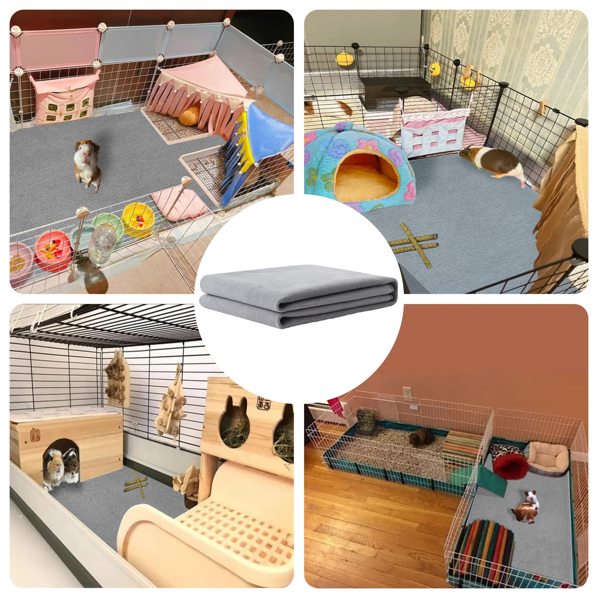 GINIDEAR Guinea Pig Cage Liner, 1 Pack - Washable, Reusable, Leakproof Fleece Bedding Pads for Small Animals with Anti-Slip Bott