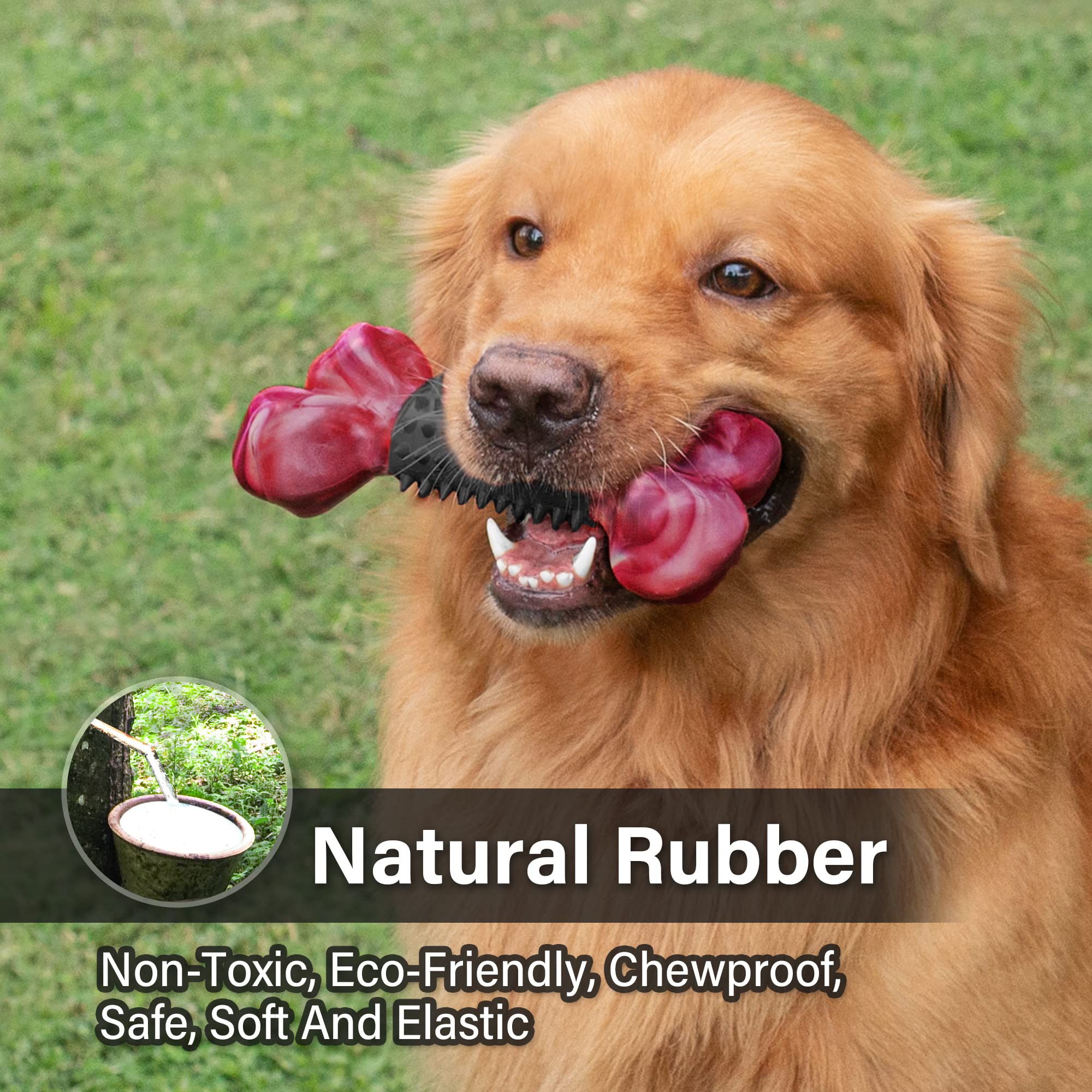 Apasiri Tough Dog Toys For Aggressive Chewers Large Breed, 2-Pack Dogs Chew Toys For Large Medium Dogs, Nylon And Rubber Dog Bon