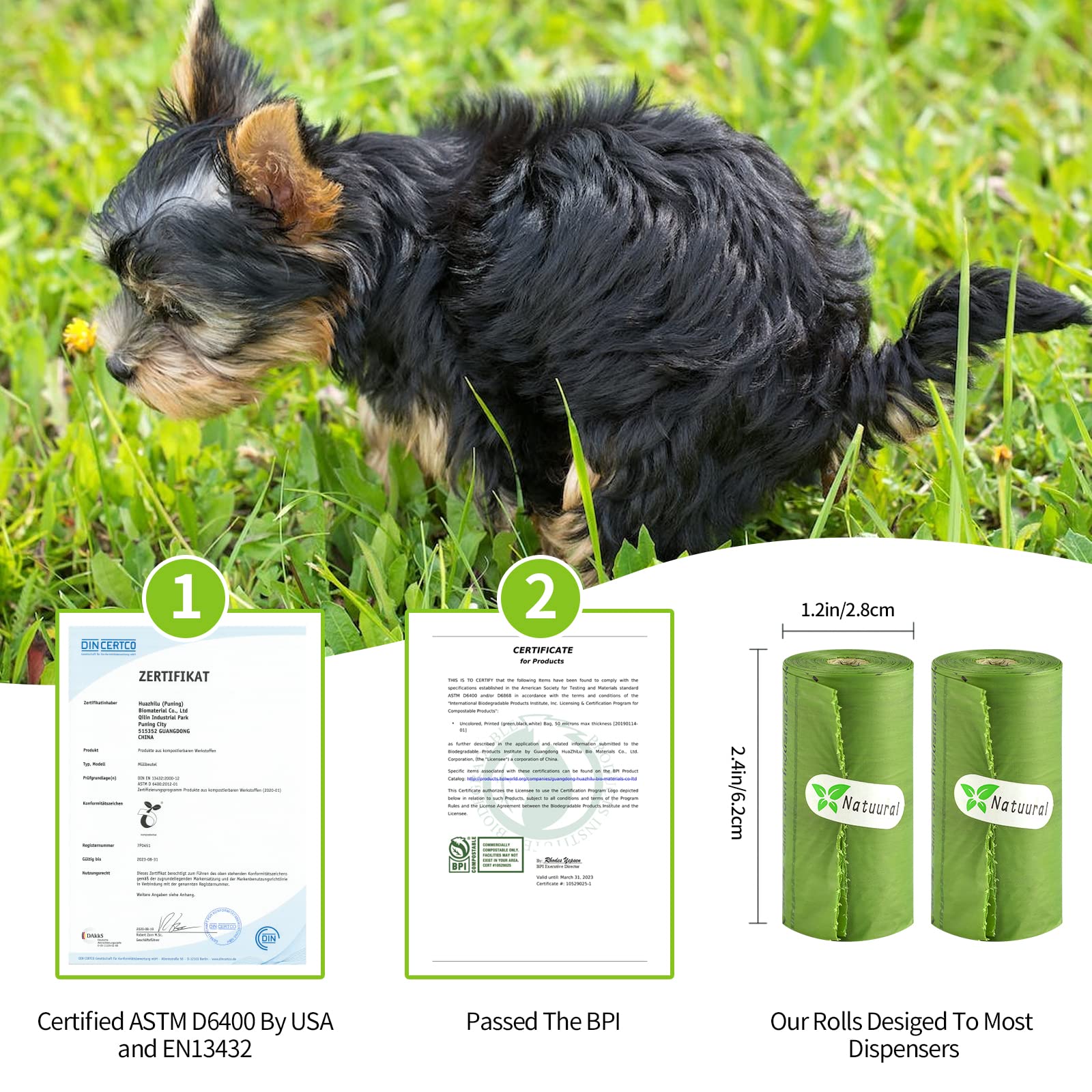 Biodegradable Dog Poop Bags-270Bags 18Rolls, Poop Bags For Dogs Made Of Cornstarch, Certified Astm D6400 By Usa, Unscented, Suitable For Large |Small Dogs (Green)