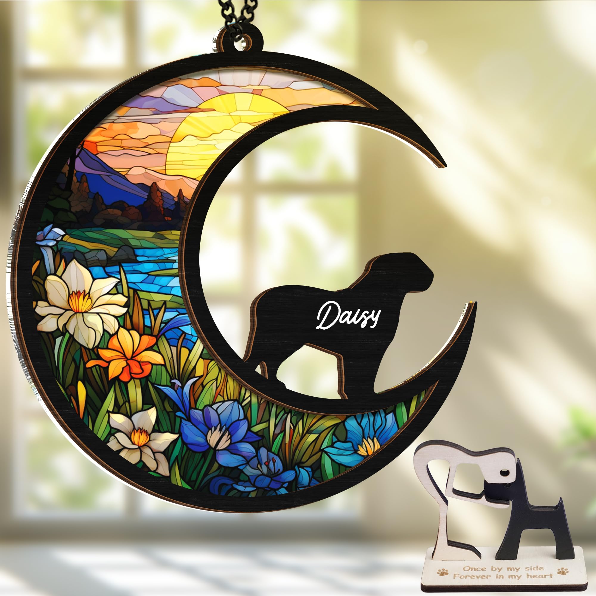 6'' Dogues De Bordeaux Dog Memorial Suncatcher Custom Name Dog Breed Pet Ornament Window Car Hanging Sympathy Gift For Loss Of P