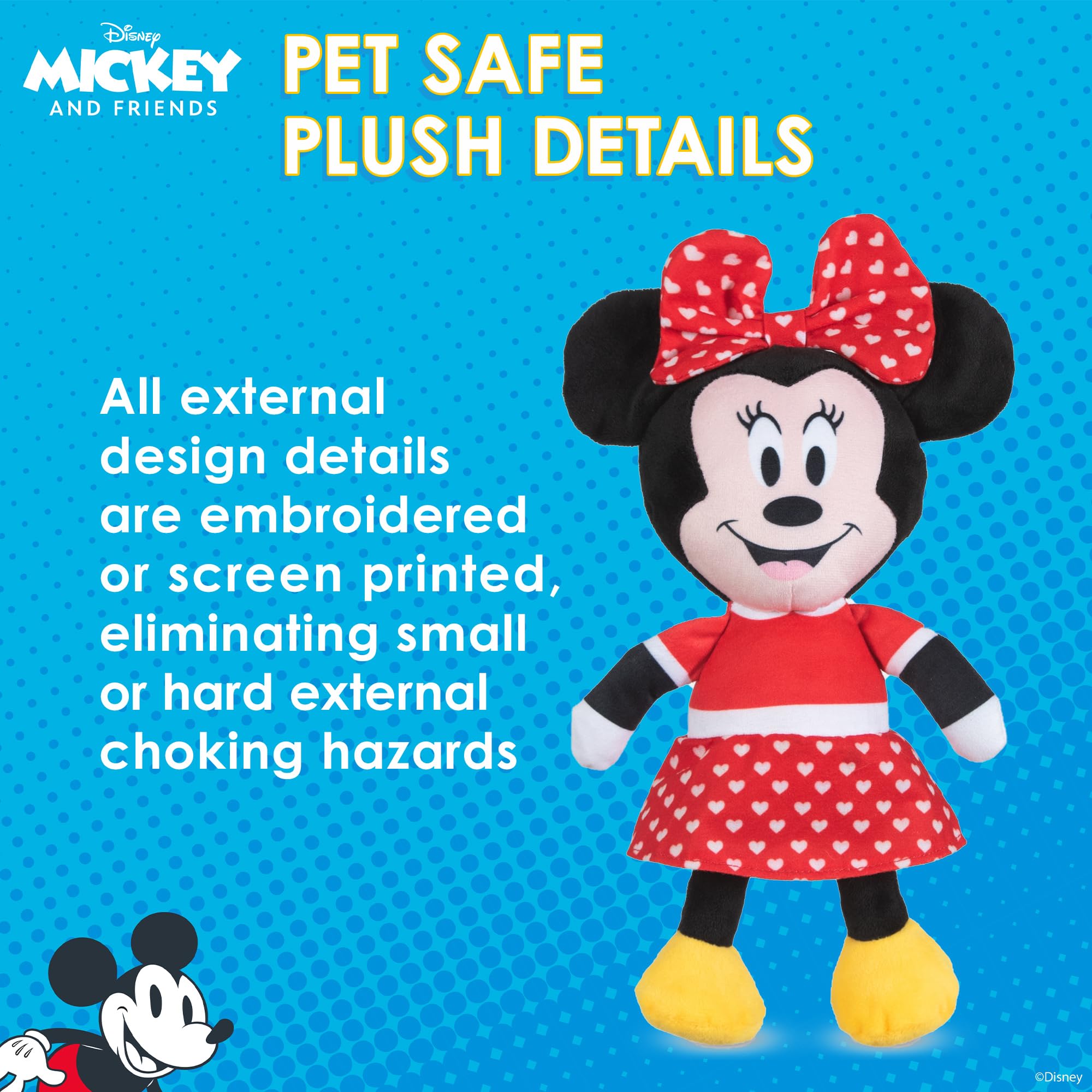 Disney For Pets Minnie Mouse Plush Squeaky Dog Toy 9In Dog Toys | Plush Squeaker Toy For Dogs Inspired By Minnie Mouse, Mickey A
