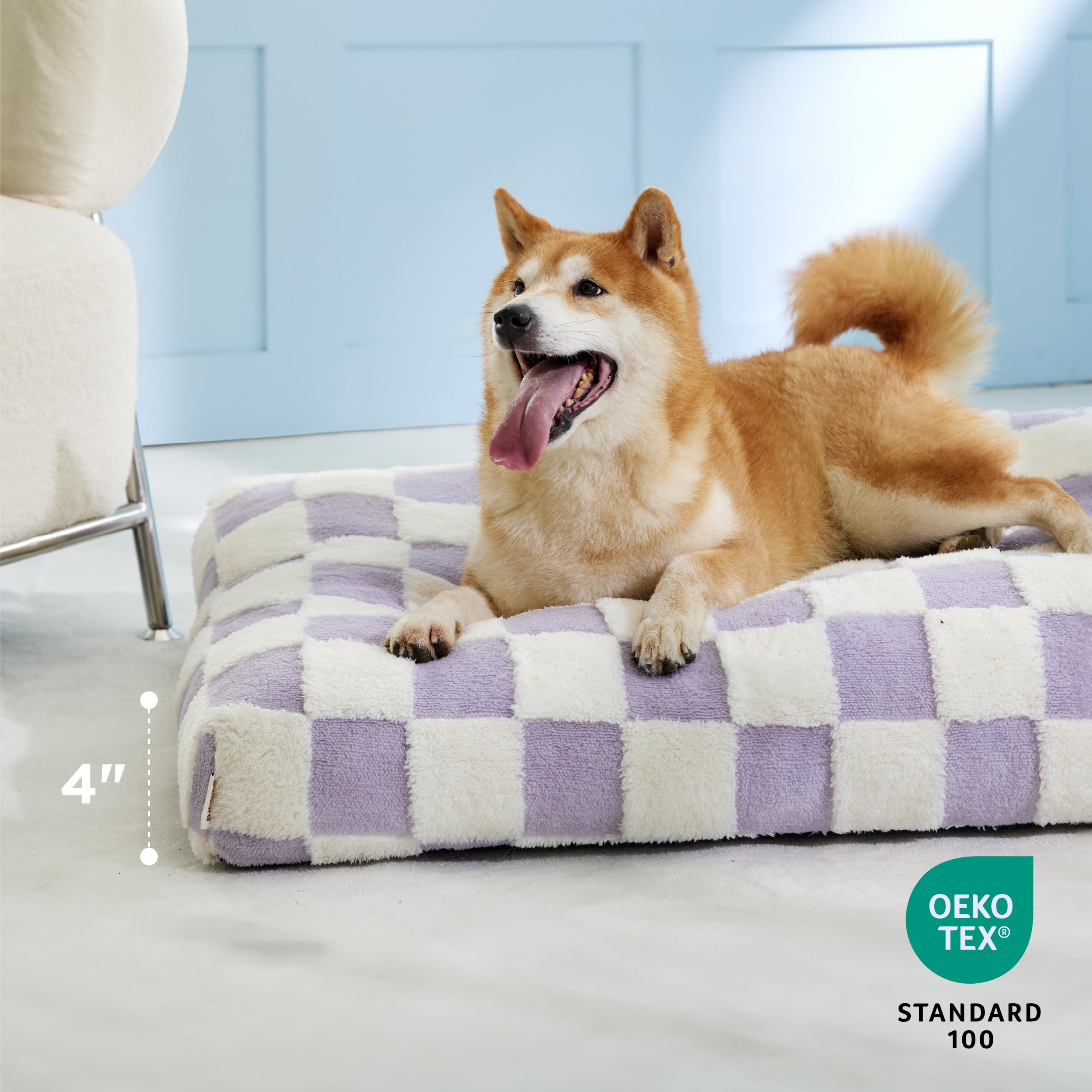 Lesure Extra Large Dog Bed-Thick Shredded Chopped Foam Pet Bed Indoor With Removable Cover, Cute Modern Fuzzy Plush & Anti Slip