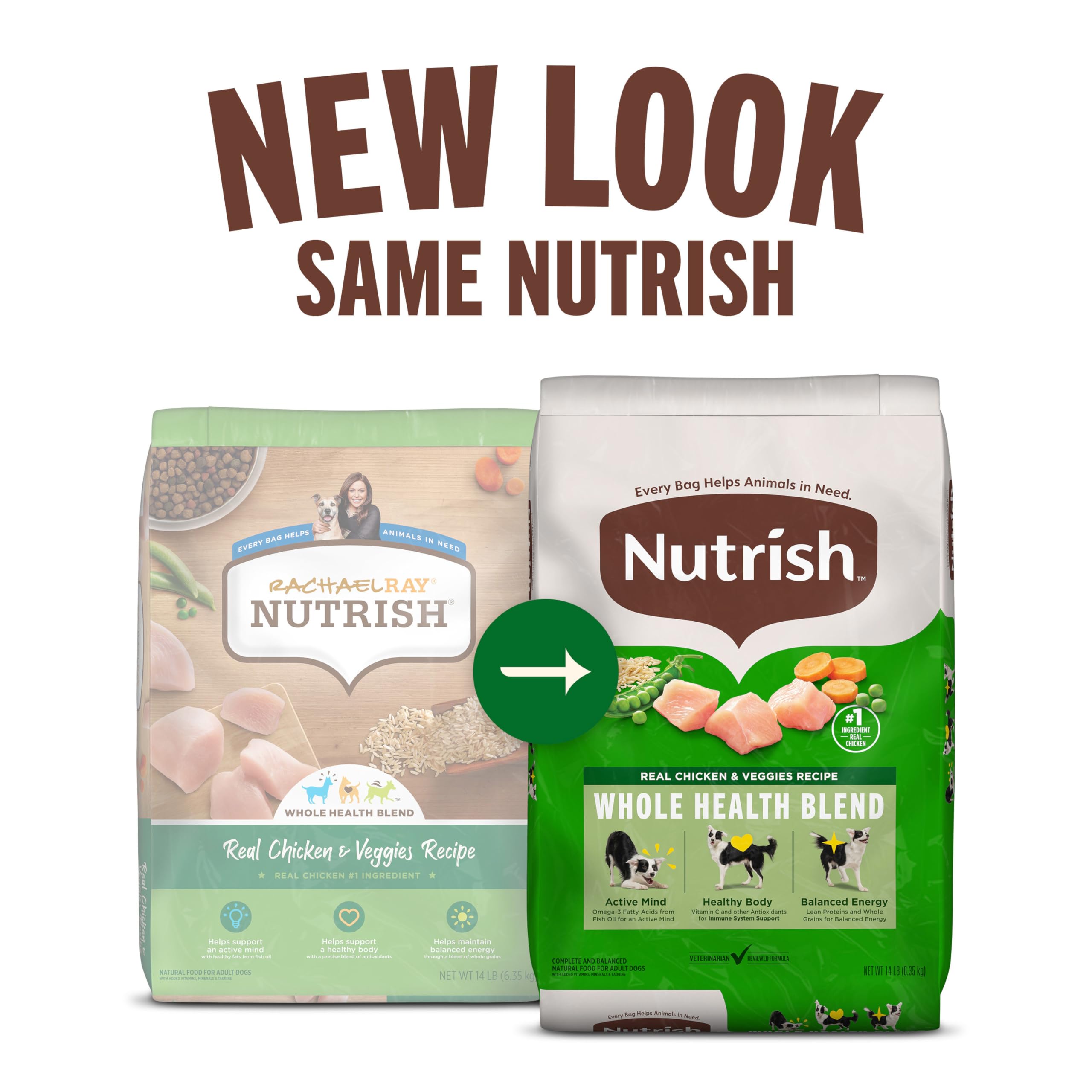 Nutrish Real Chicken & Veggies Recipe Whole Health Blend Dry Dog Food, 40 lb. Bag (Rachael Ray)