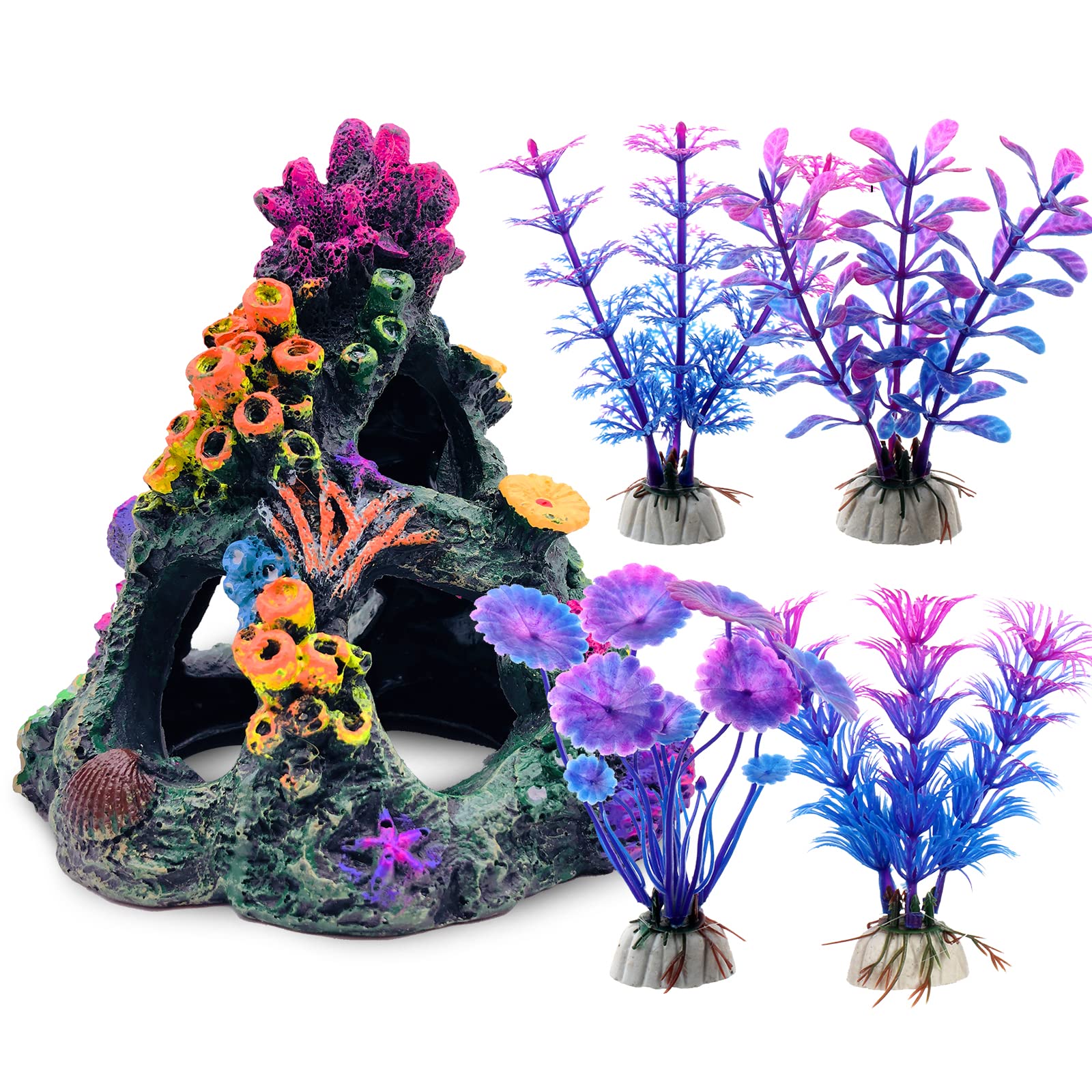 Gsd Aquarium Colorful Coral Reef Set Fish Tank Decoration Mountain Ornament For Aquarium Environments Decor Accessories, Coral M