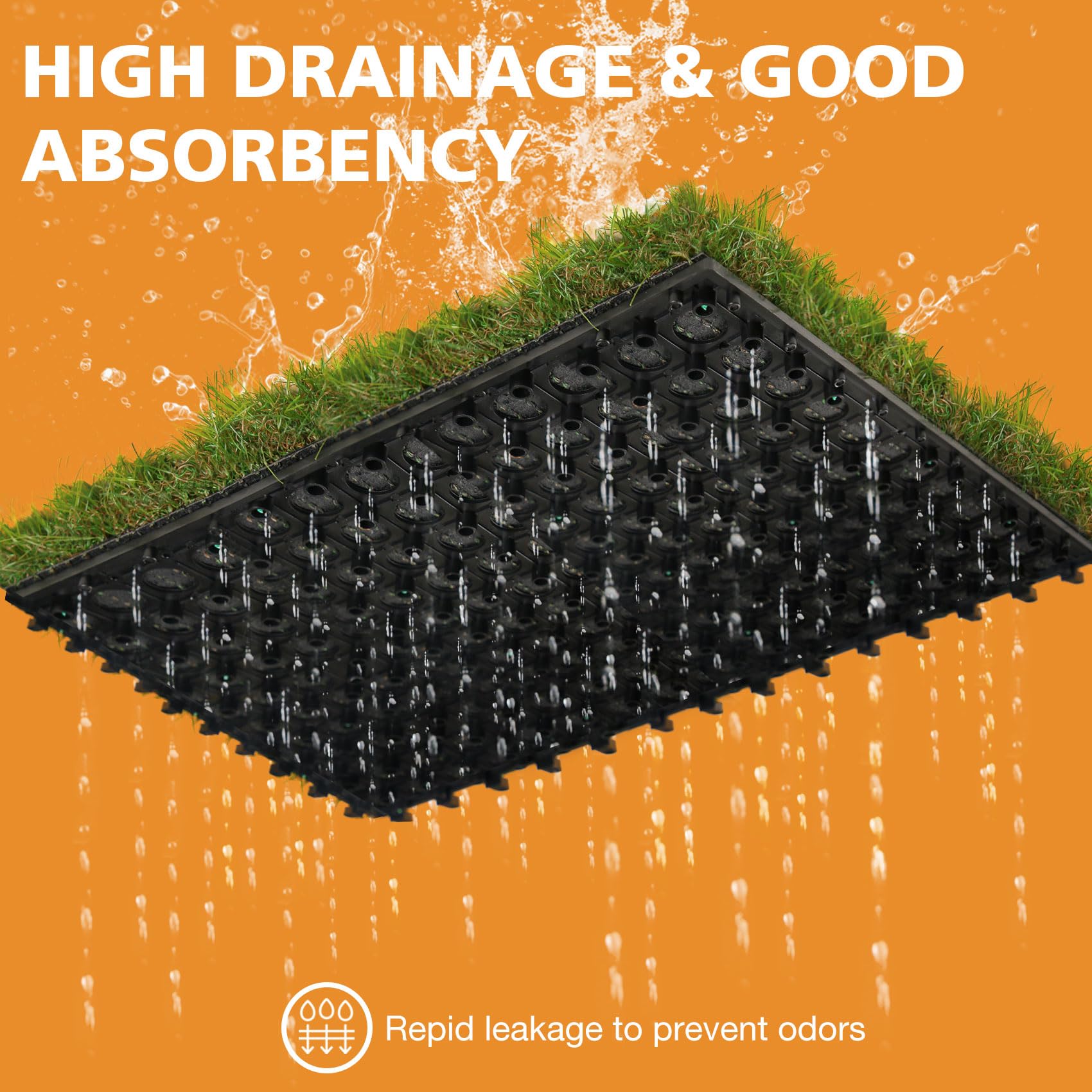 Xlx Turf Interlocking Dog Grass Potty Tile, Self Draining Fake Grass Pad For Puppy Tray, Pet Pee Mat Indoor Outdoor Use, 9 Pack