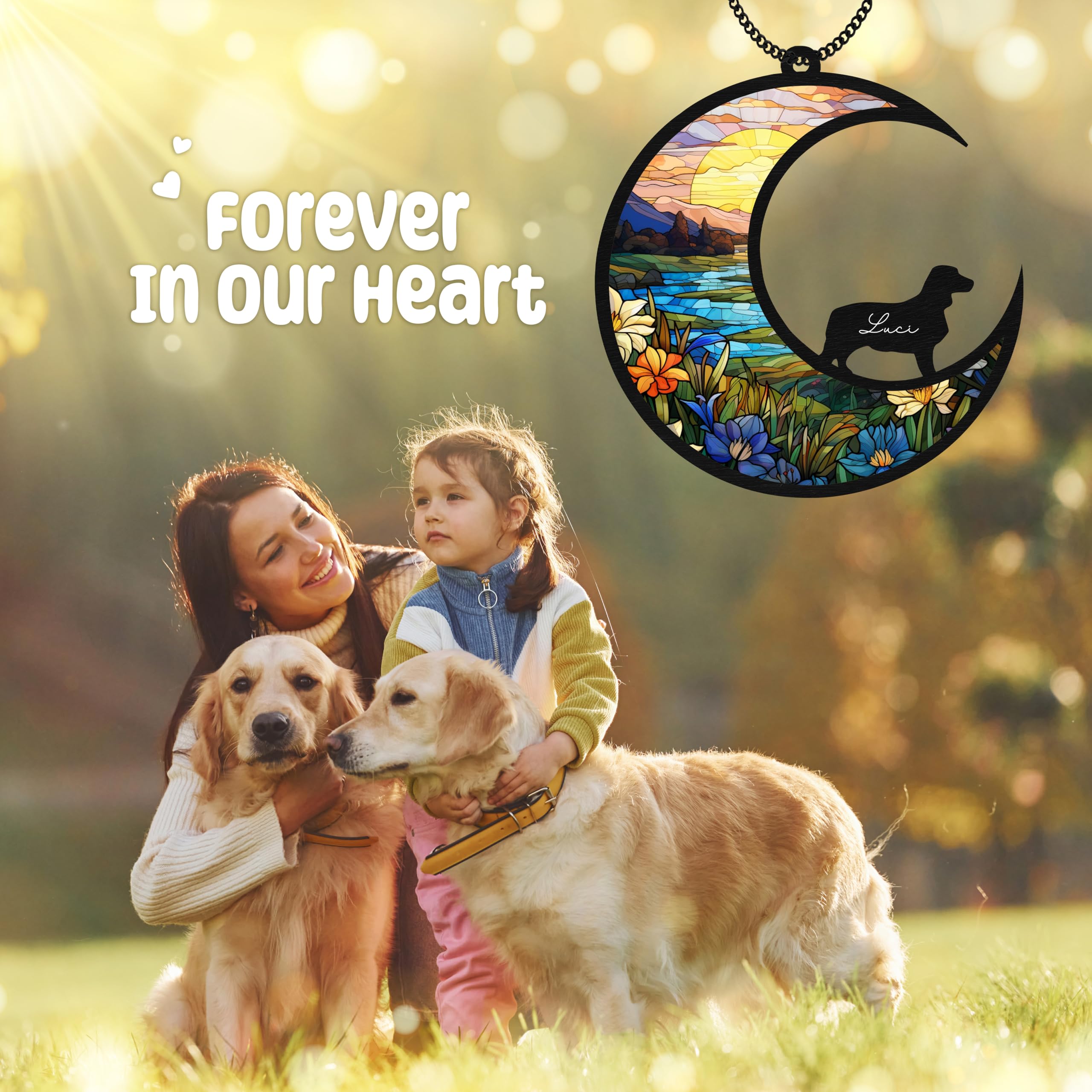 6'' English Springer Spaniel Dog Memorial Suncatcher Personalized Name Dog Breed Pet Ornament Window Car Hanging Sympathy Gift F