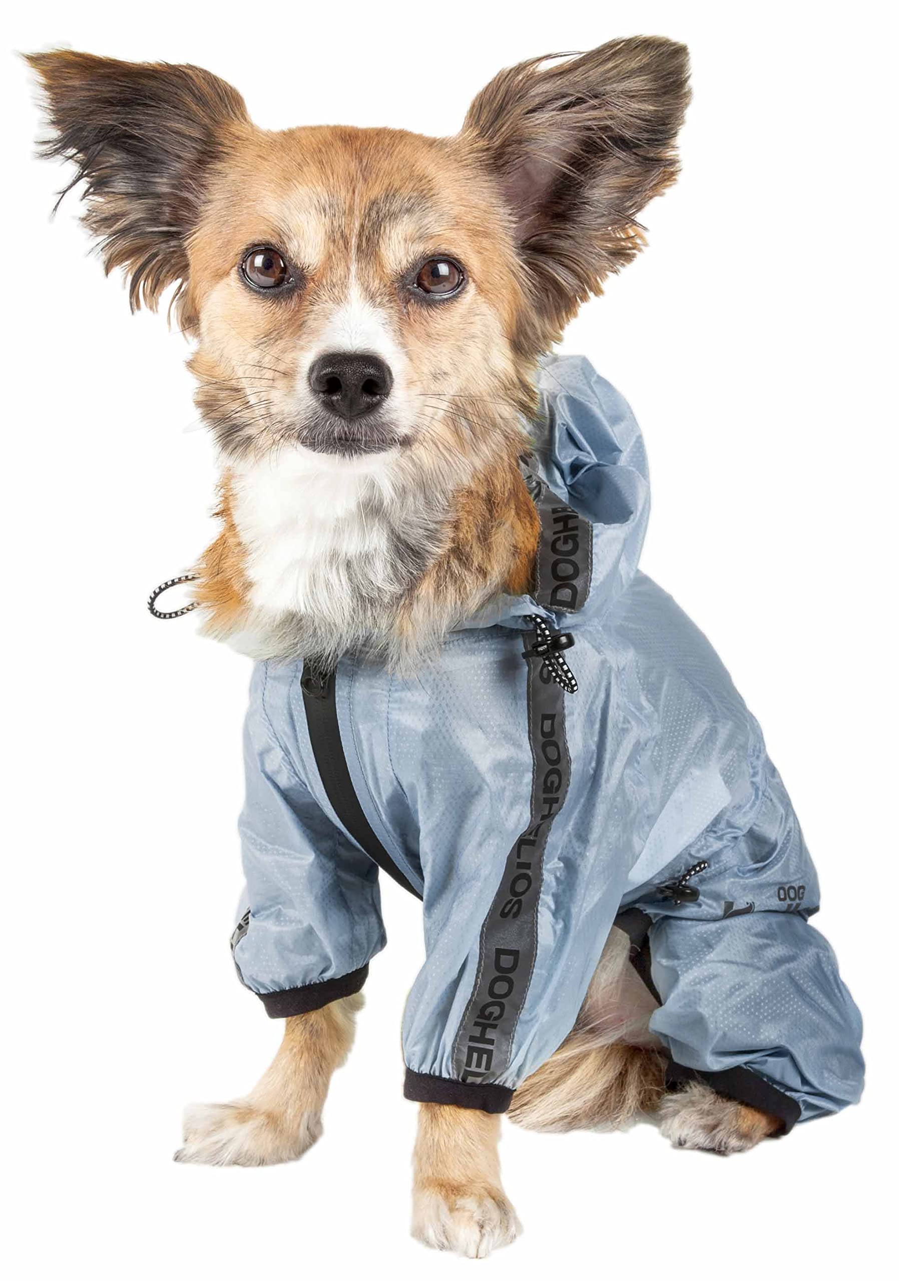 Dog Helios Torrential Shield Waterproof and Adjustable Full Body Dog Raincoat, XS, Blue