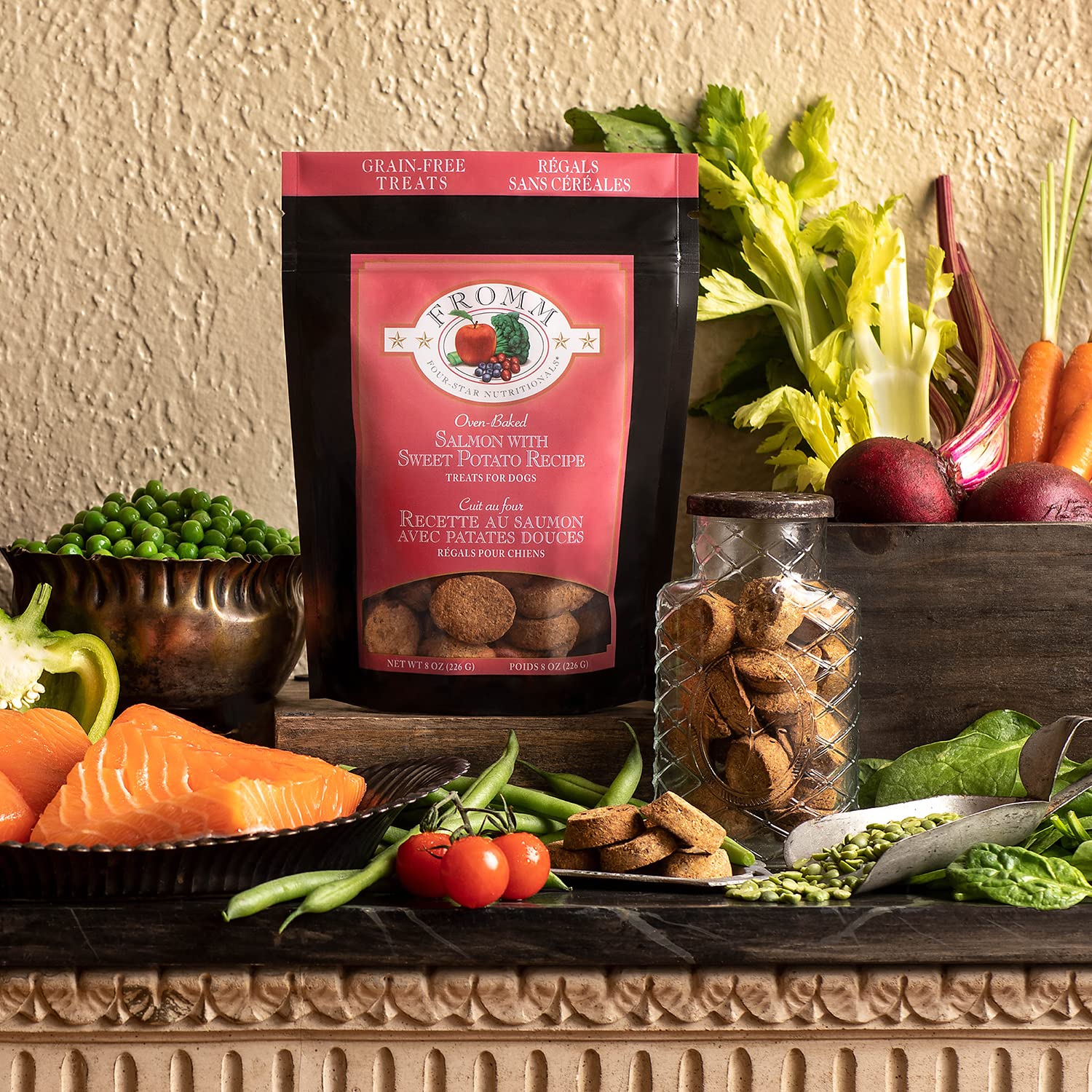 Fromm Four-Star Nutritionals Salmon with Sweet Potato Dog Treats - Premium Oven Baked Dog Snacks - Salmon Recipe - 8 oz