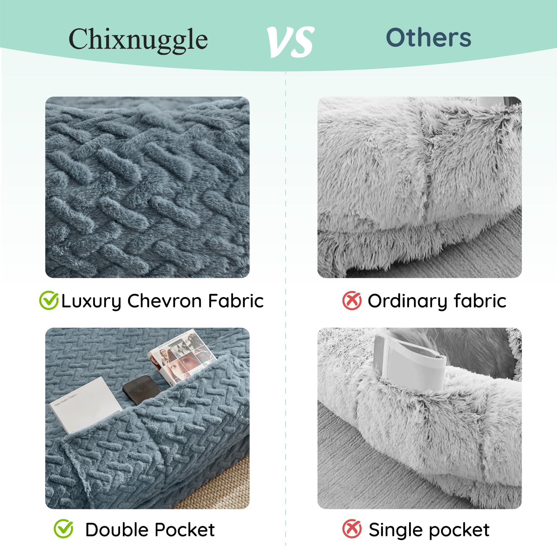 ChiXnuggle Human Dog Bed for Adult - Luxury Faux Fur Giant Size Dog Bed with Portable Handle, Egg Orthopedic Foam Bed with Blank
