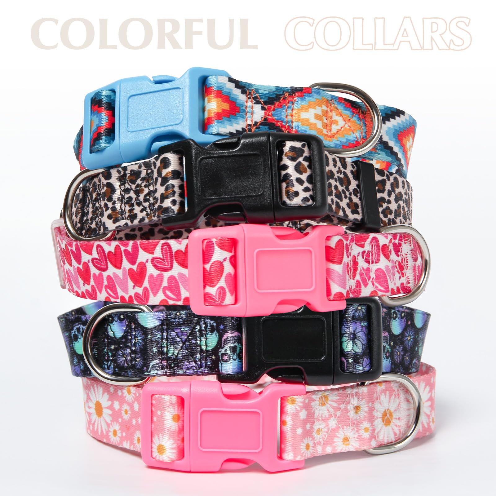 Dog Collars For Medium Boy And Girl Dogs, Adjustable Soft Skull Patterns Dog Collar With Quick Release Buckle For Xs Small Mediu