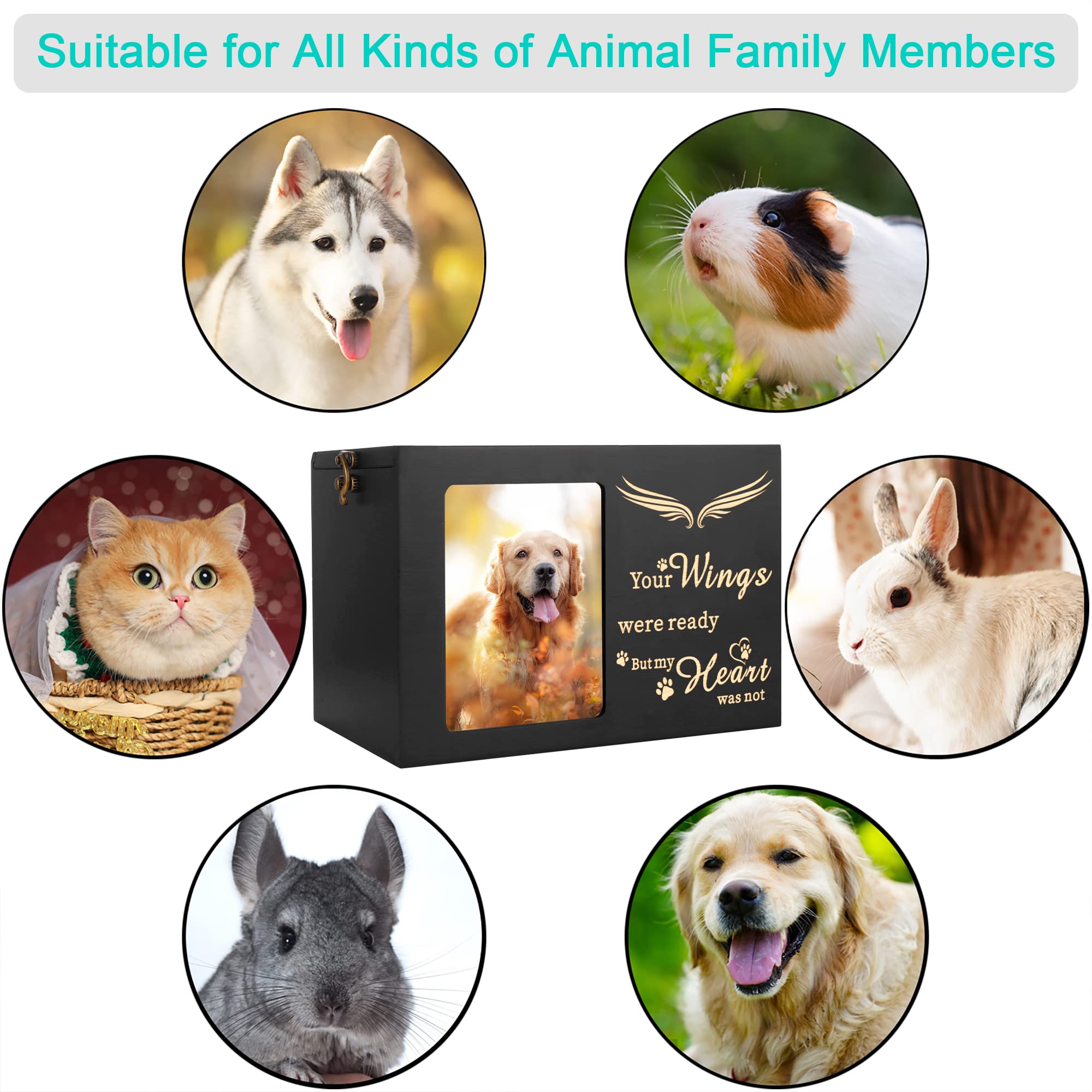 DGDCDV Large Wooden Pet Memorial Urn with Photo Frame - Black Flannel Lining for Dog or Cat Ashes