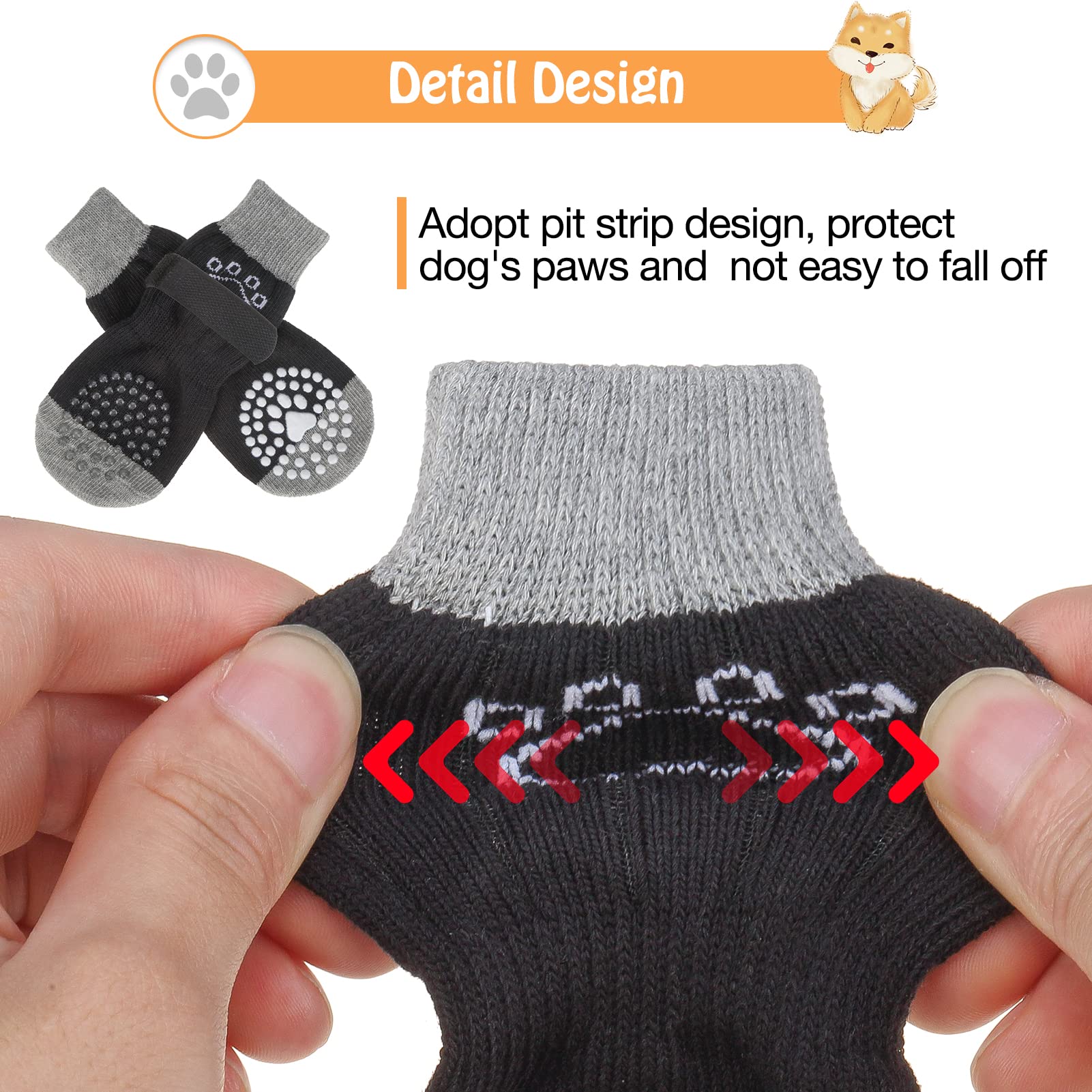 Scenereal Double Side Anti-Slip Dog Socks, Non Slip Dogs Sock For Hardwood Floors, 3 Pairs Pet Paw Protectors Indoor, Prevent Floor Scratching, Stop Licking Paws