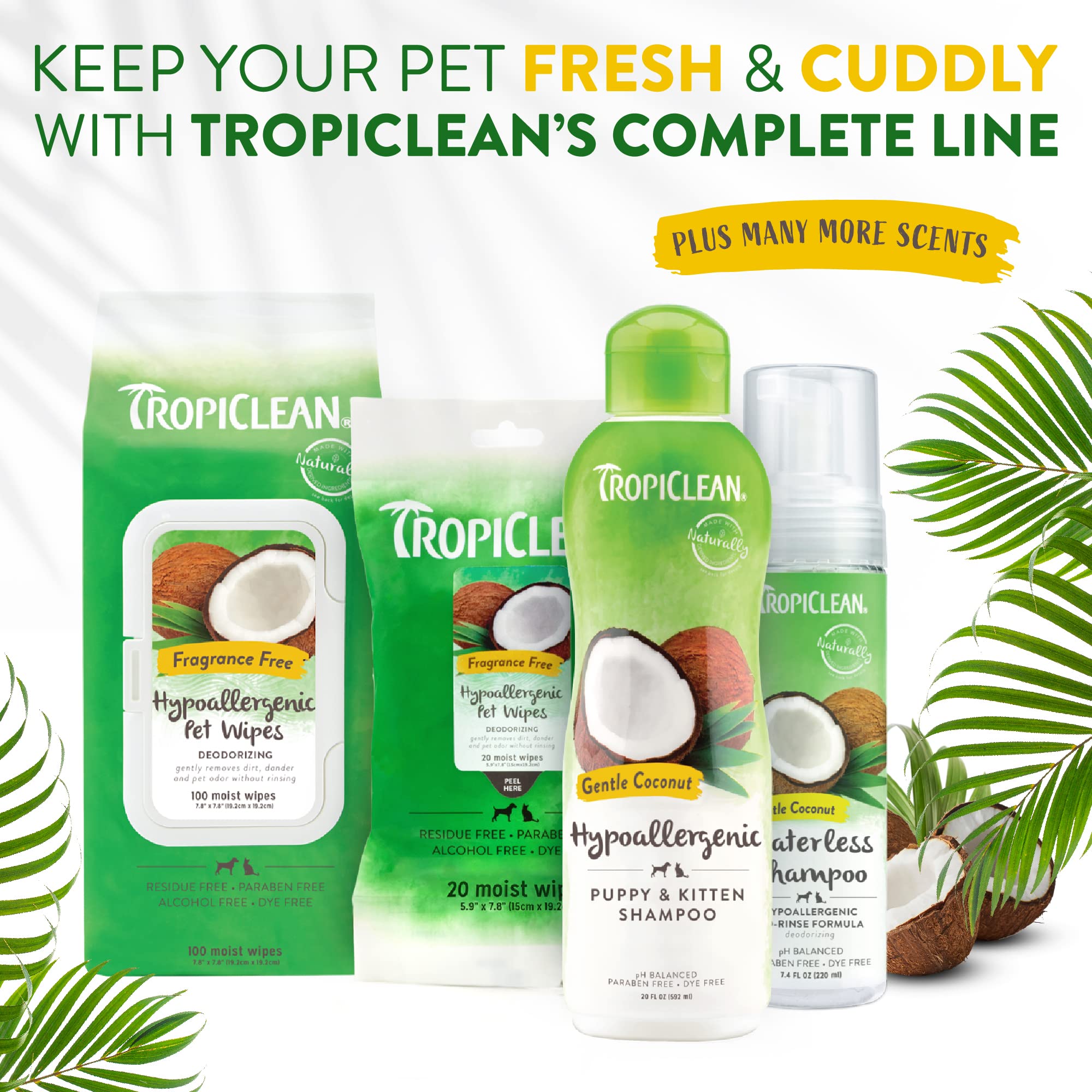 Tropiclean Coconut Hypoallergenic Dog Shampoo | Gentle Puppy Shampoo For Sensitive Skin | Natural Pet Shampoo Derived From Natural Ingredients | Kitten Friendly | Made In The Usa | 20 Oz.