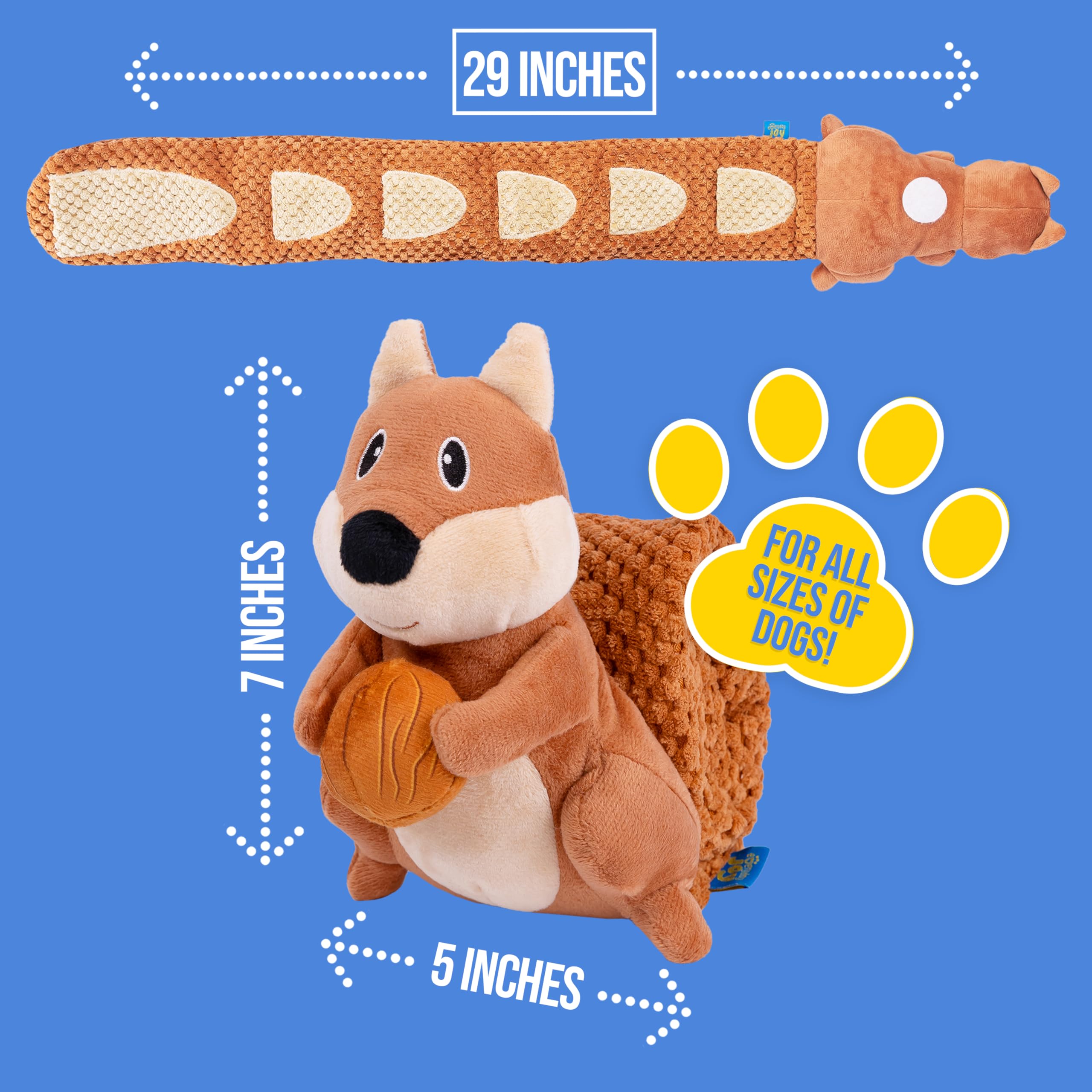 Everyday Joy Crinkle Dog Toy Plush Toy - Long Tug-Of-War Squeaky Dog Toy Boredom Buster Toys With Snack Pockets - Durable Enrich
