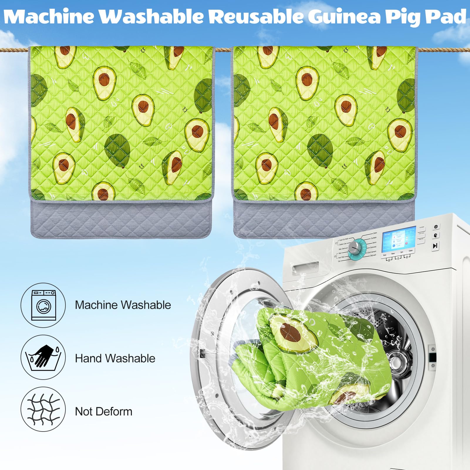 2 Pack Guinea Pig Bedding, Washable Guinea Pig Cage Liner Reusable Guinea Pig Mat Waterproof Guinea Pig Bedding Super Absorbant