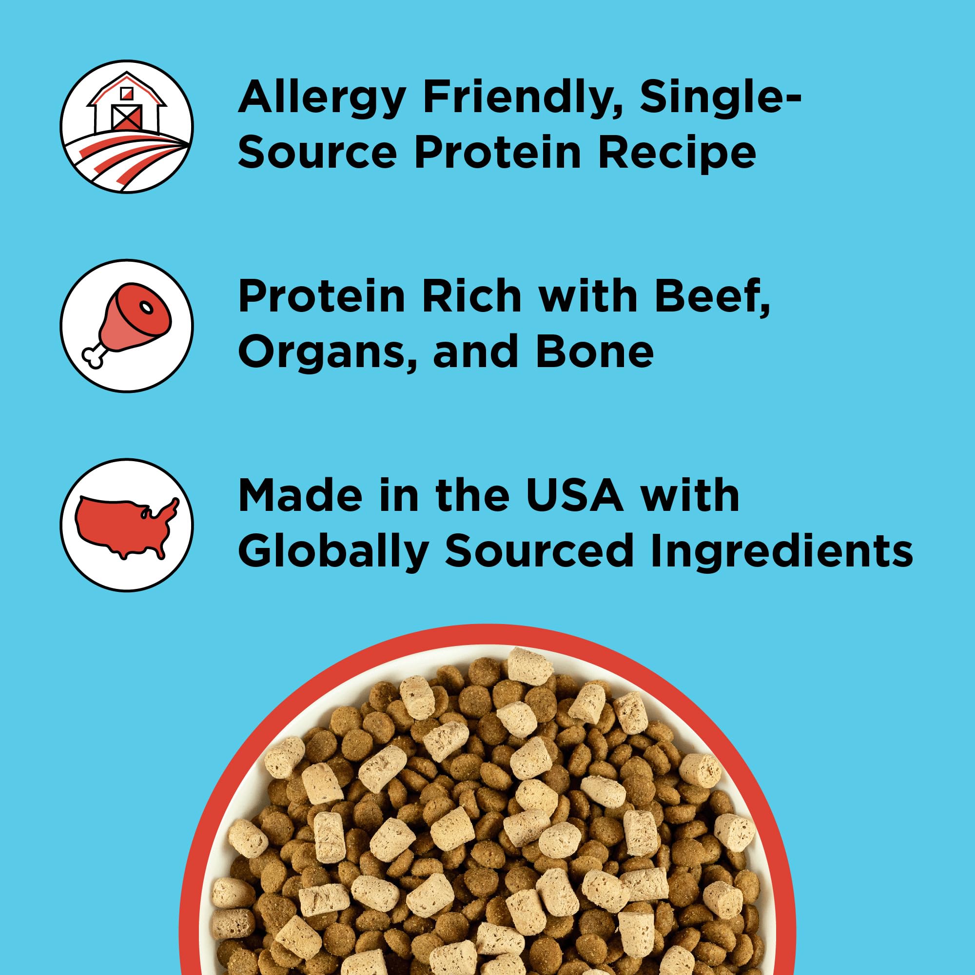 BIXBI Liberty Freeze Dried Dog Food Topper + Dog Treat, Beef Recipe, 4.5 oz - 98% Meat and Organs, No Fillers - Pantry-Friendly