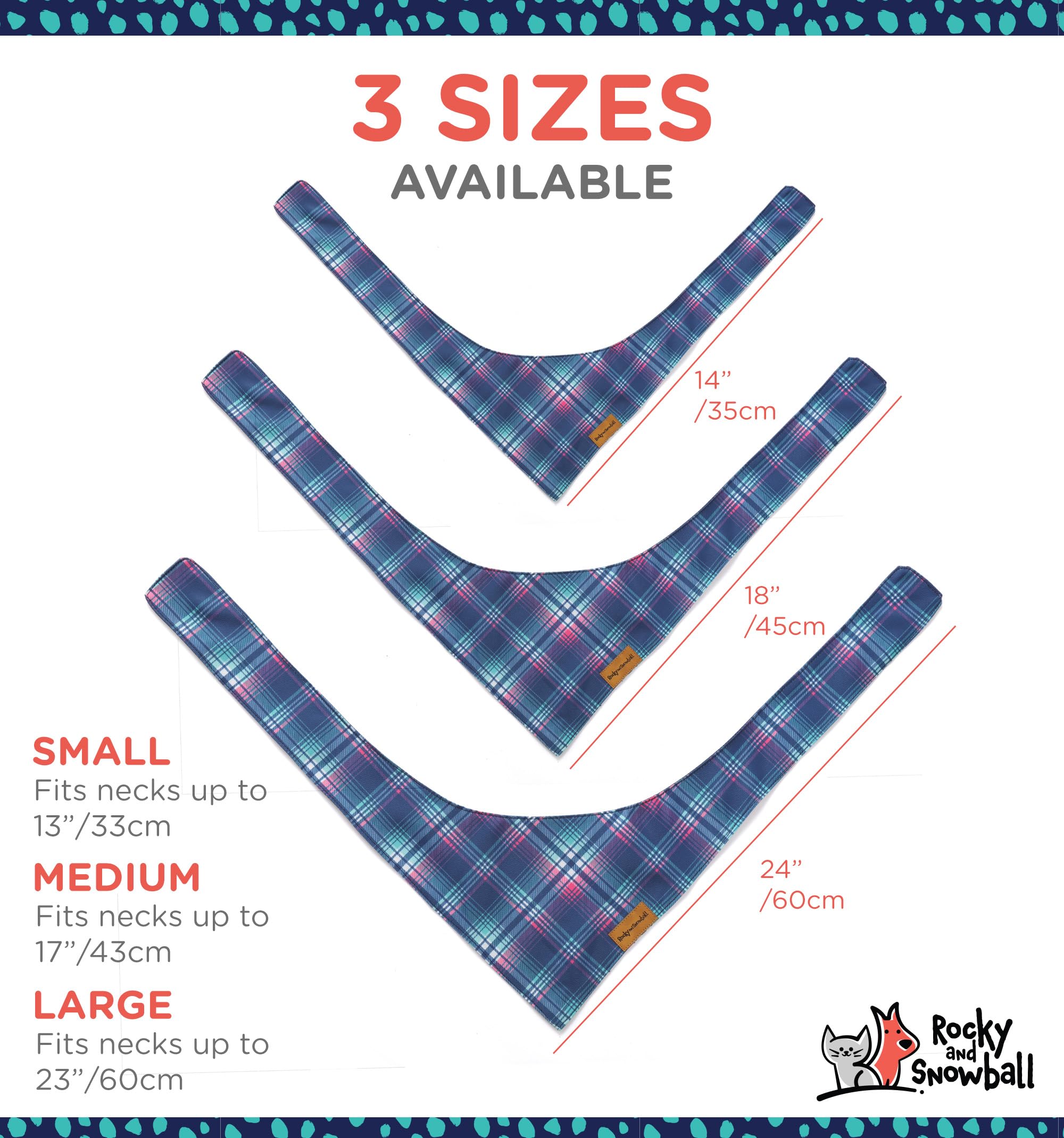 Rocky And Snowball Pet Bandanas For Dogs - Puppy Bandana, Reversible Scarf, Soft & Breathable, Dog Scarf For Medium & Large Dogs